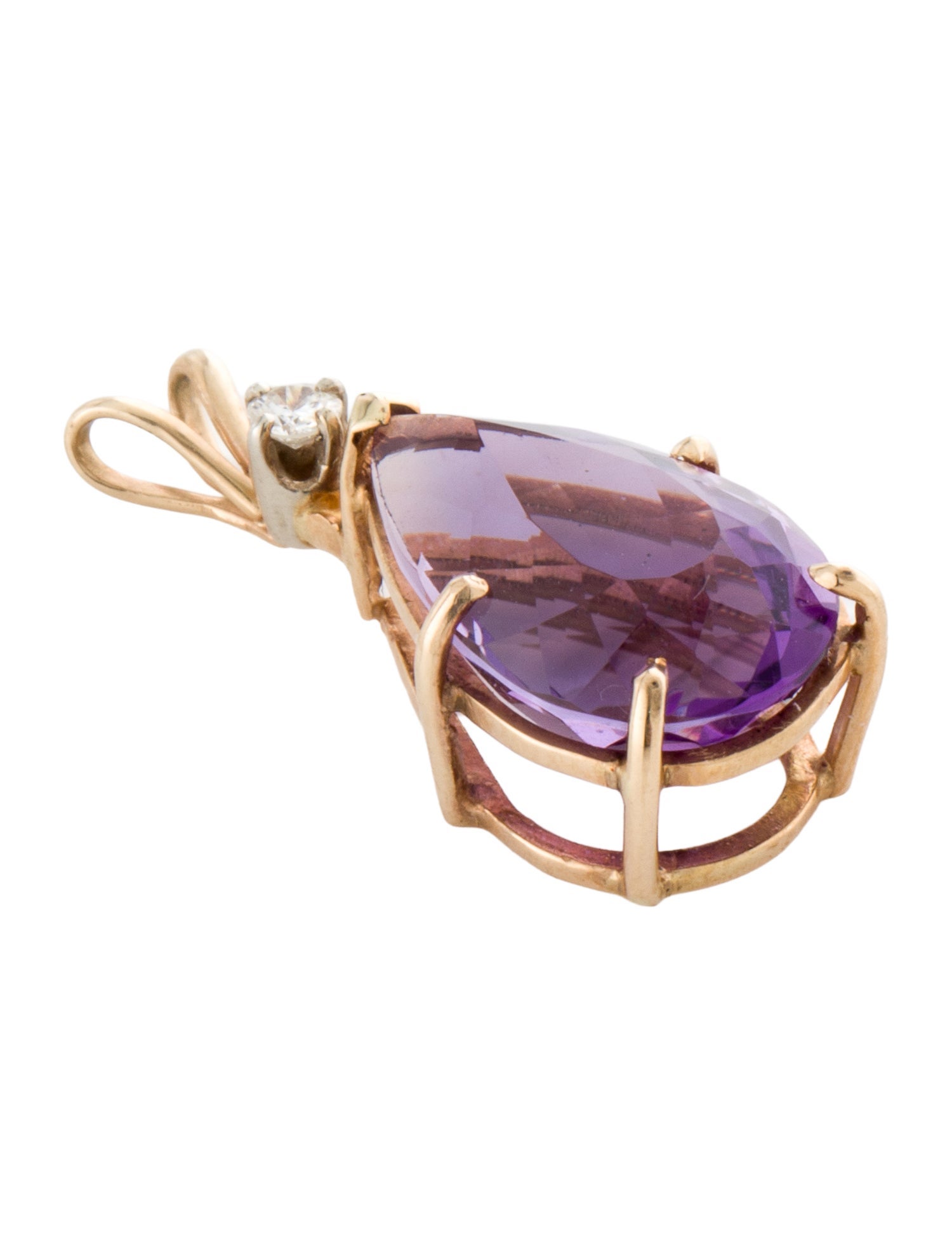Pendant 14K 7.65ct Amethyst & Diamond Pendant