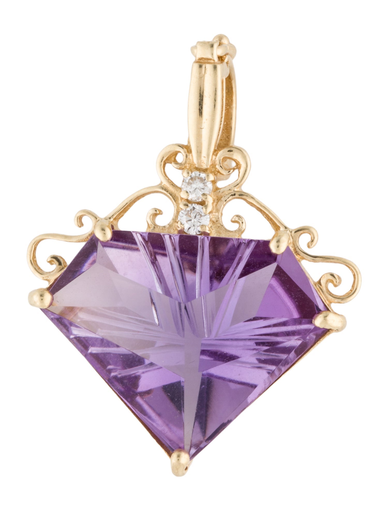 Pendant 14K Amethyst & Diamond