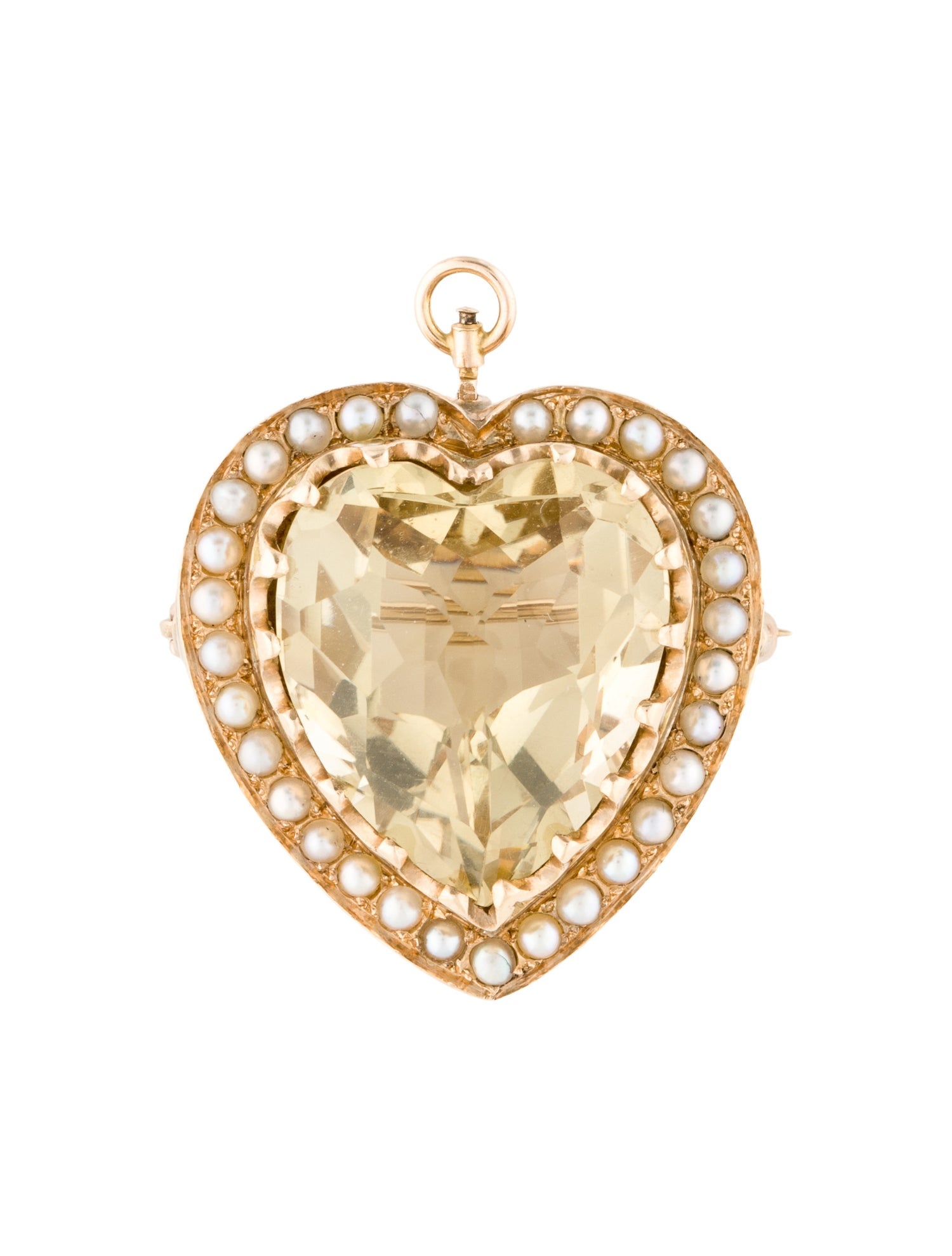 Pendant Vintage 14K Citrine & Dyed Pearl Brooch