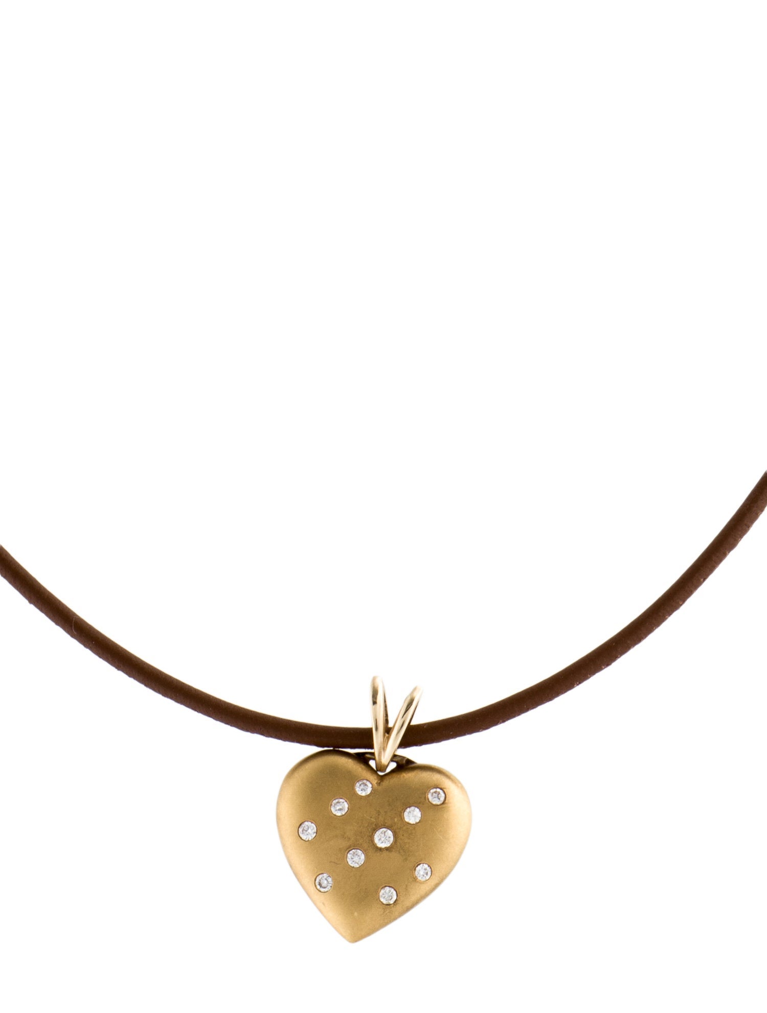 Pendant Leather & Diamond Heart Pendant Necklace