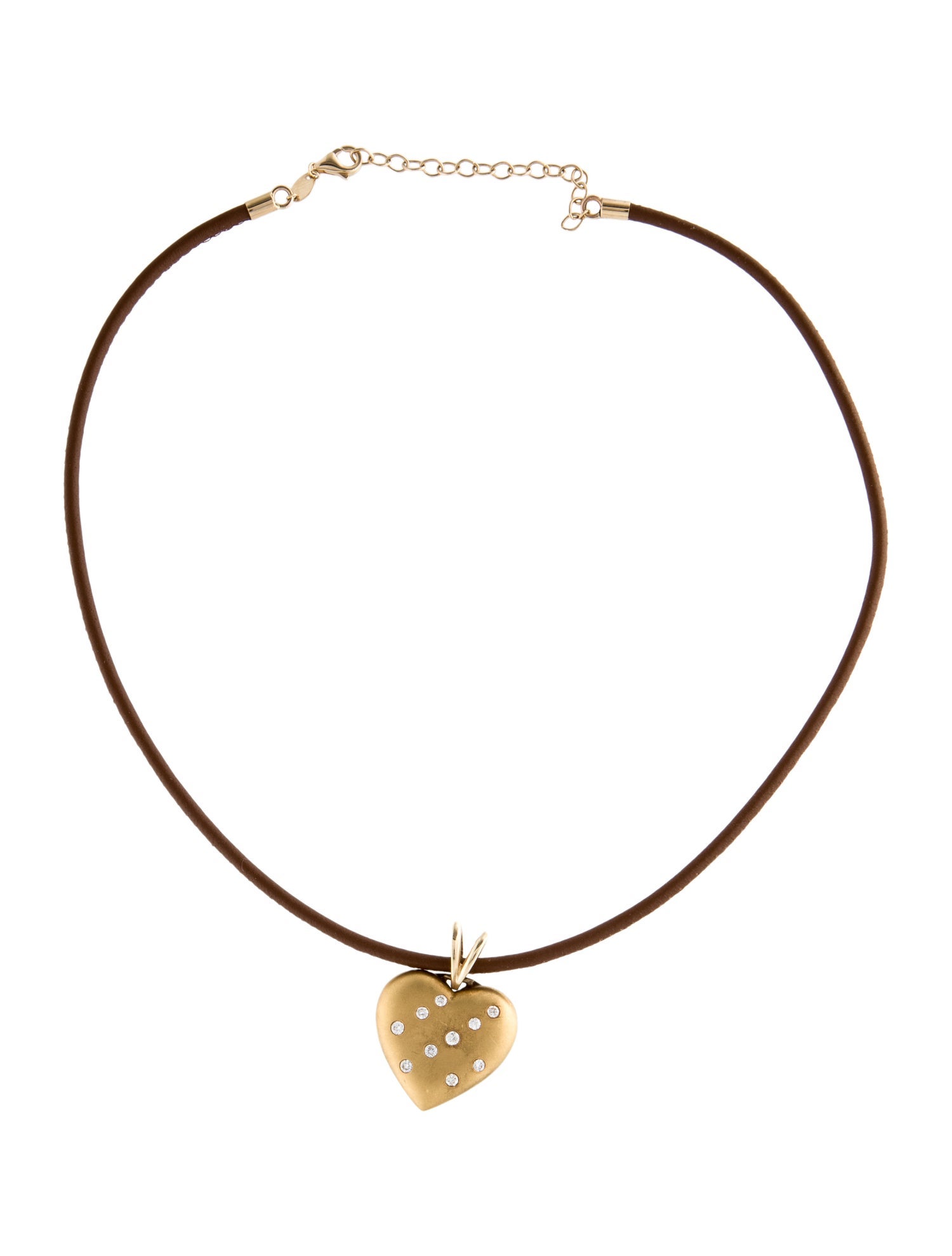 Pendant Leather & Diamond Heart Pendant Necklace
