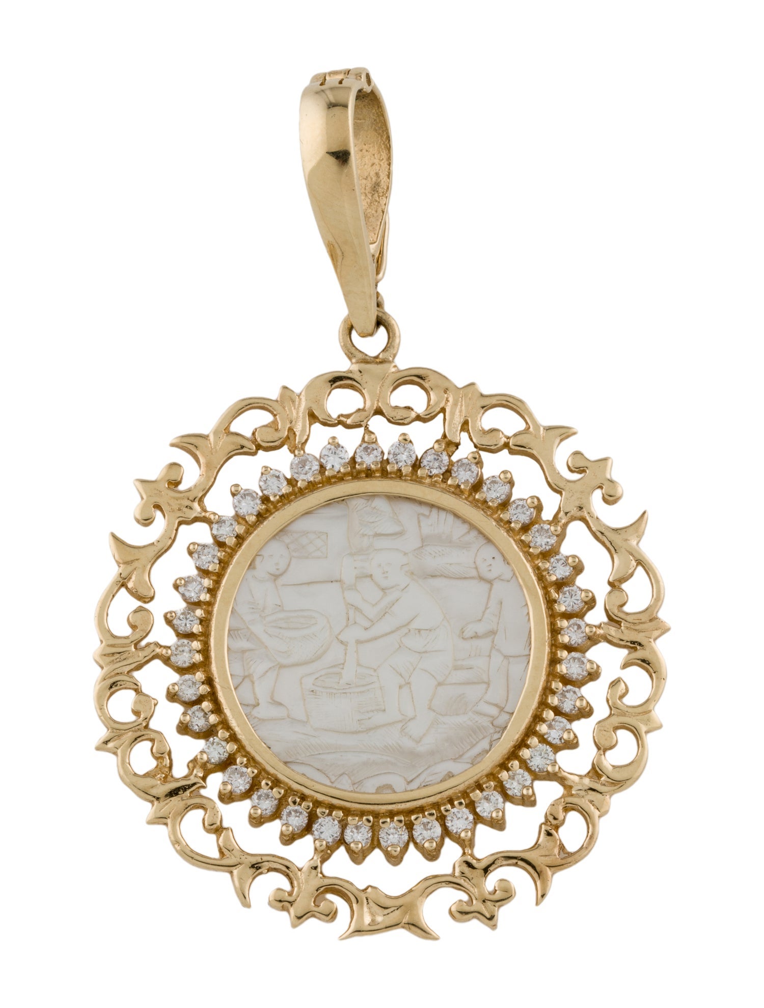 Pendant 14K Mother Of Pearl & Diamond Enhancer