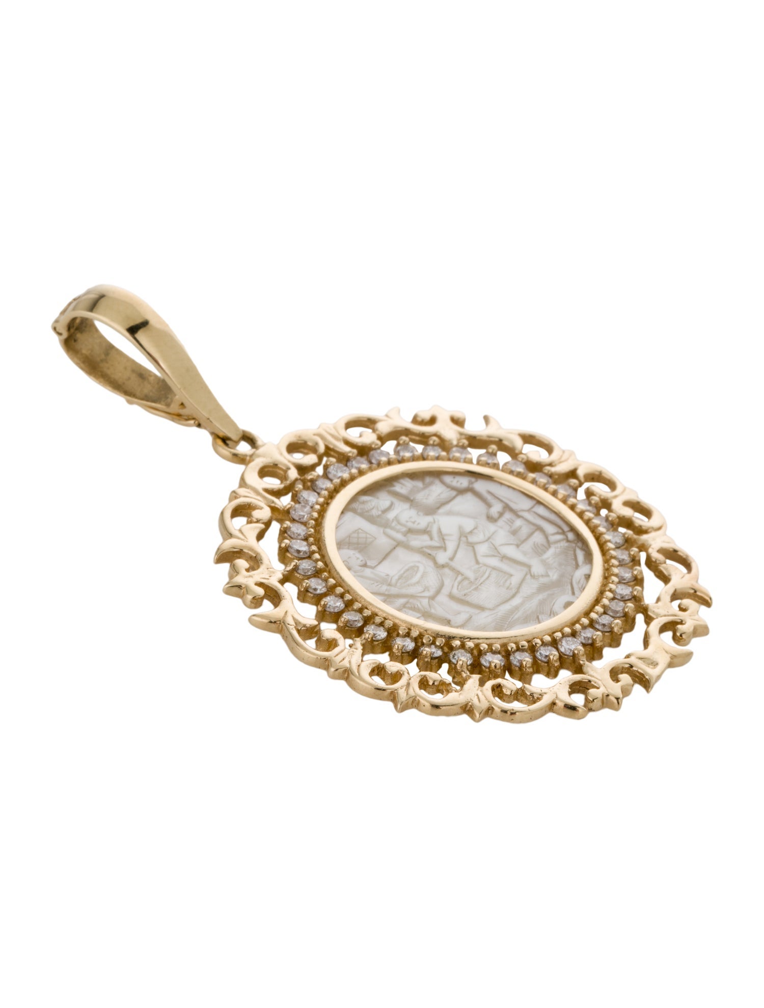 Pendant 14K Mother Of Pearl & Diamond Enhancer