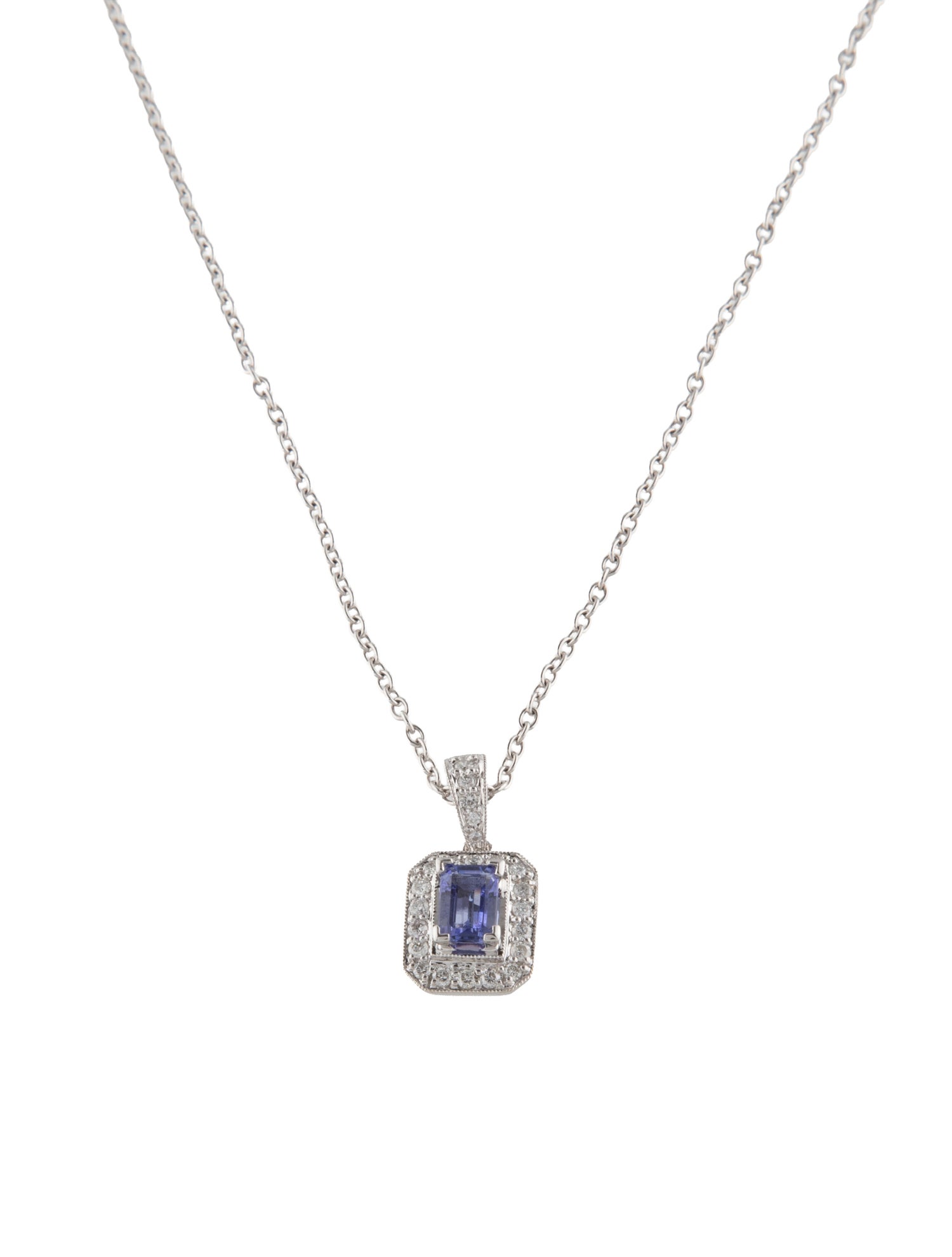 Pendant 18K Tanzanite & Diamond Pendant Necklace