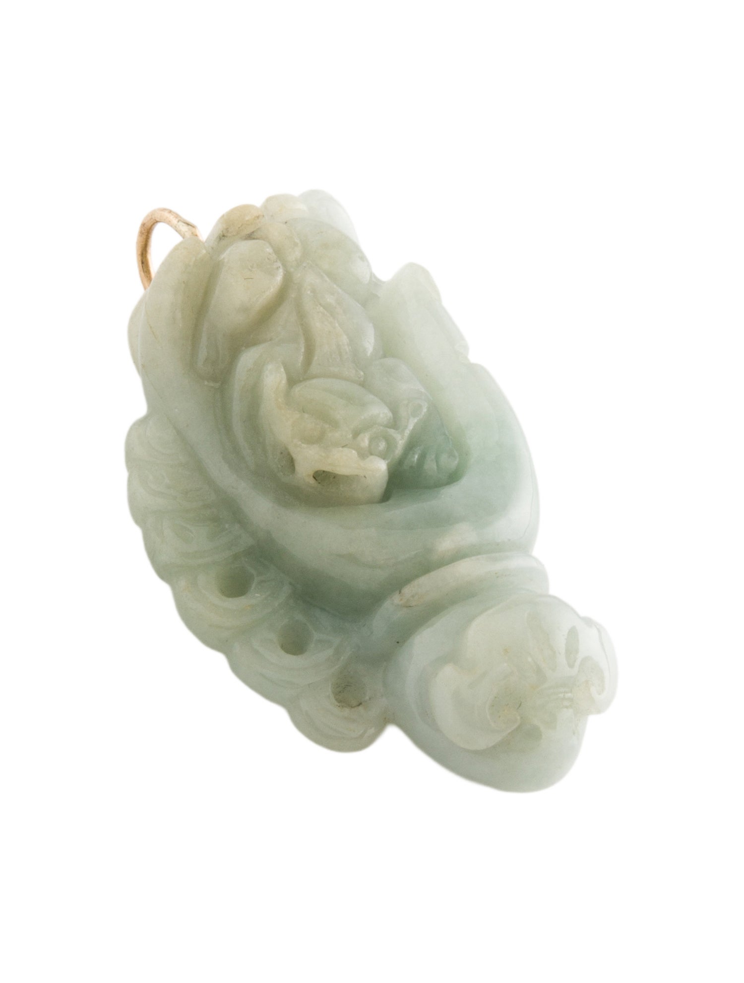 Pendant 14K Carved Jadeite