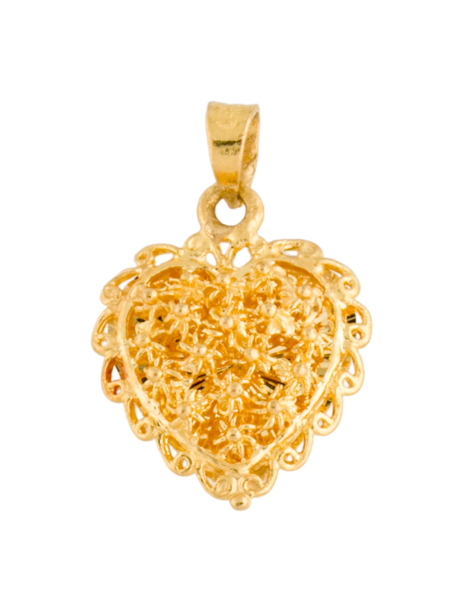 Pendant  23K Textured Full Heart Drop Pendant