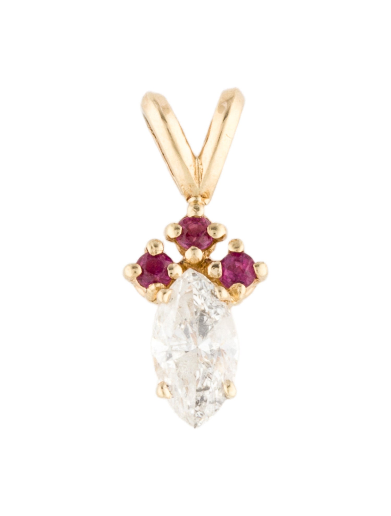 Pendant 14K Diamond & Ruby Marquise Pendant
