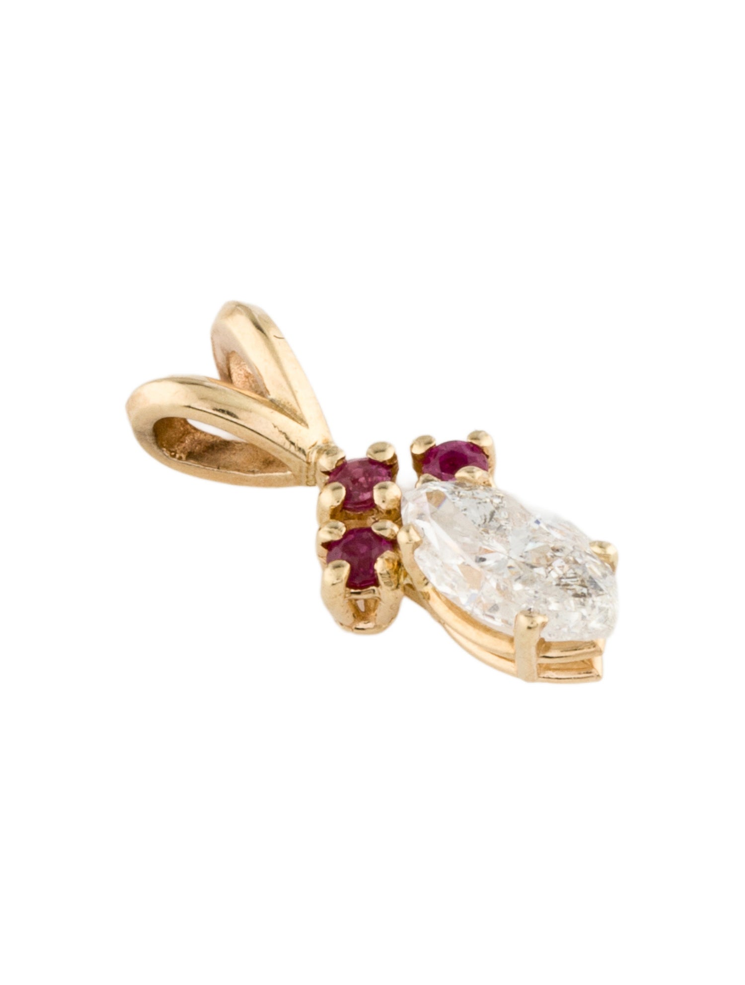 Pendant 14K Diamond & Ruby Marquise Pendant