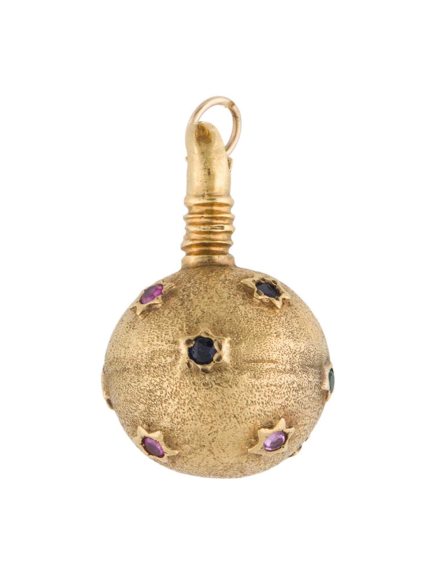 Pendant 14K Sapphire, Ruby & Chalcedony Water Jug