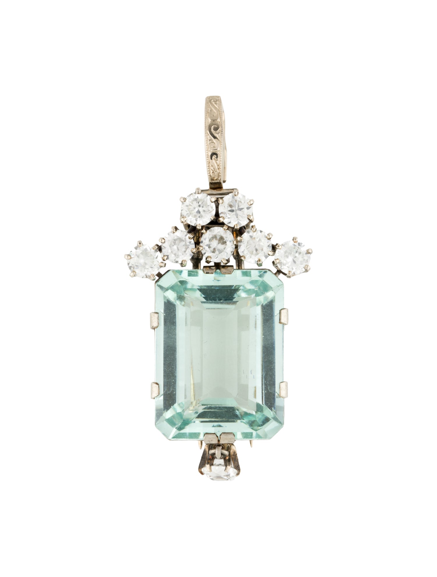 Pendant 30.83ct Aquamarine & Zircon Convertible Pendant Brooch