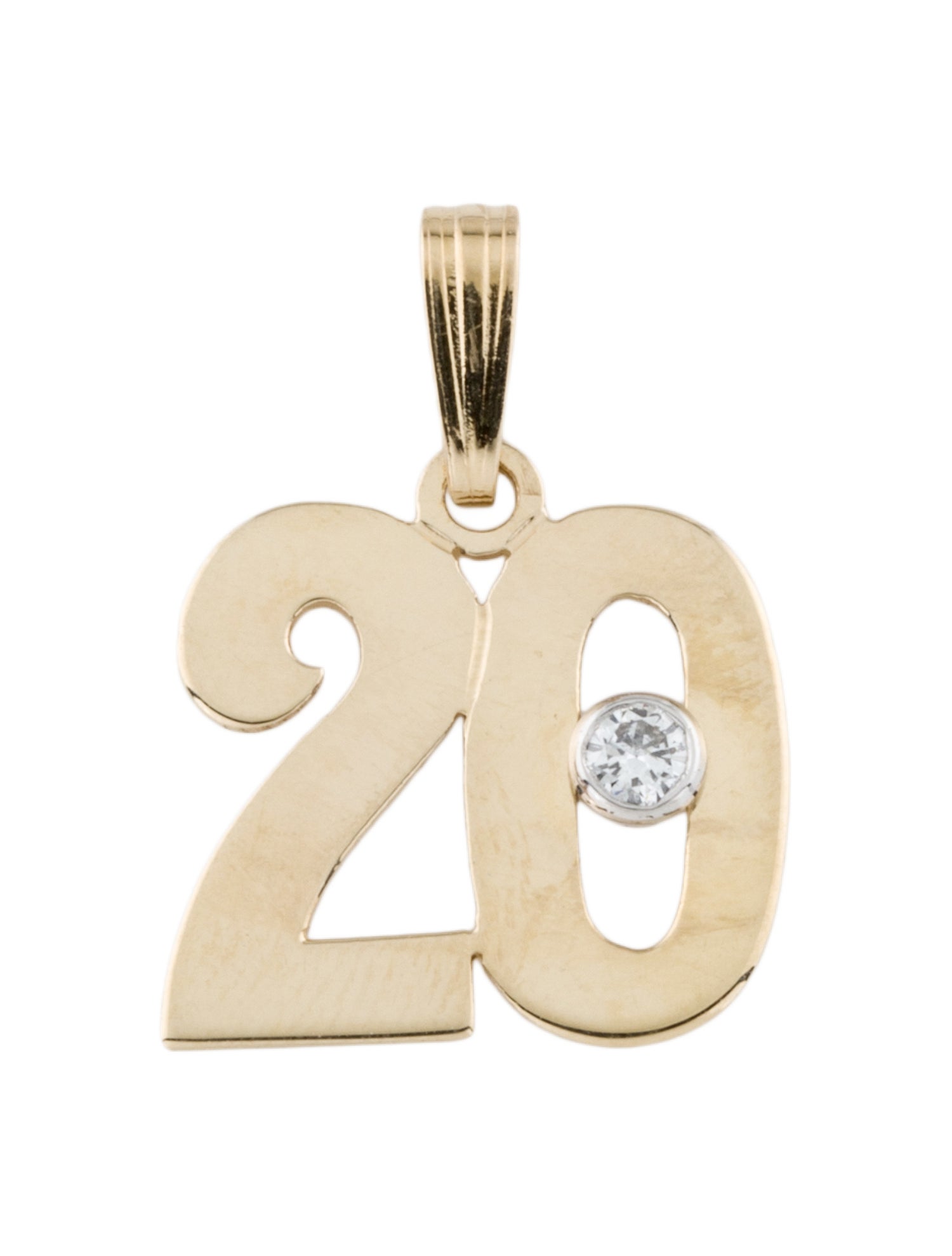 Pendant 14K Diamond Number "20" Charm Pendant