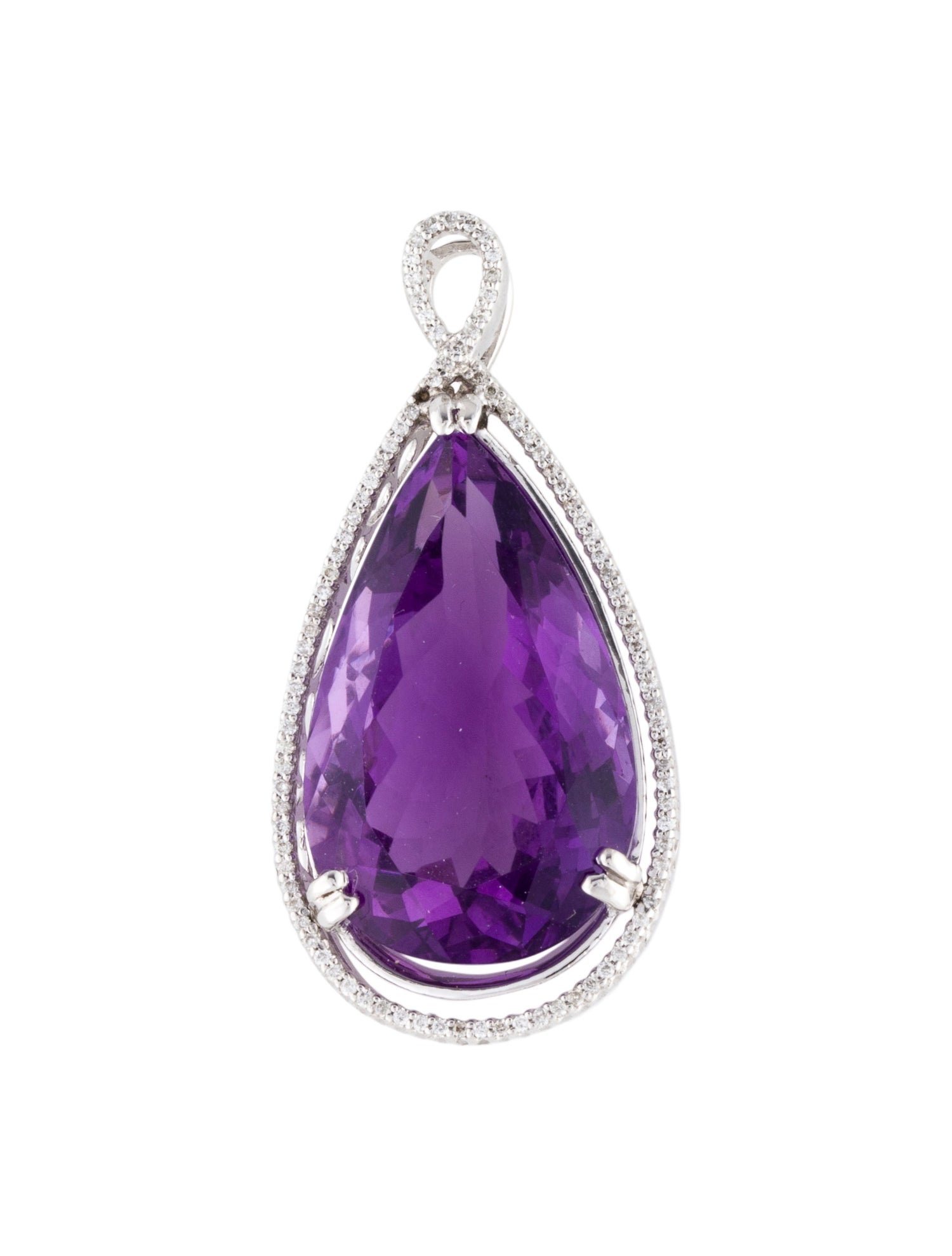 Pendant 14K 16.92ct Amethyst & Diamond Pendant