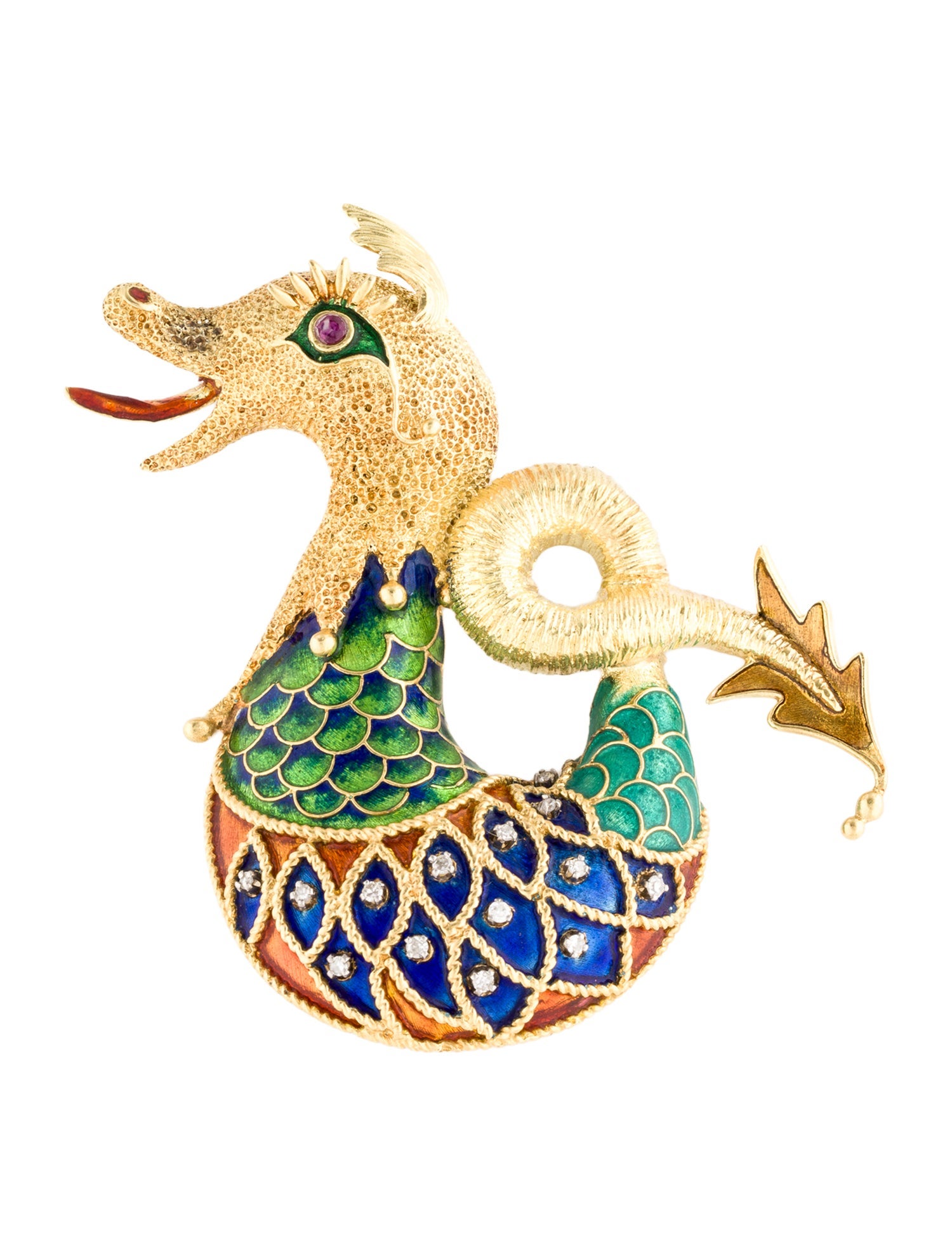 Pendant 18K Ruby & Diamond Dragon