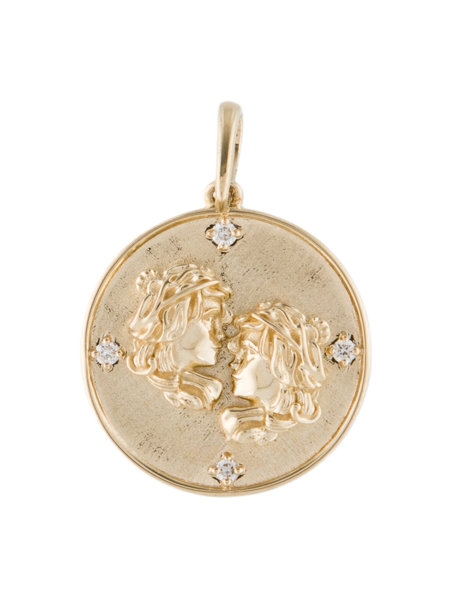 Pendant 14K Diamond Gemini Zodiac Pendant