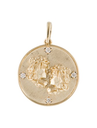 Pendant 14K Diamond Gemini Zodiac Pendant
