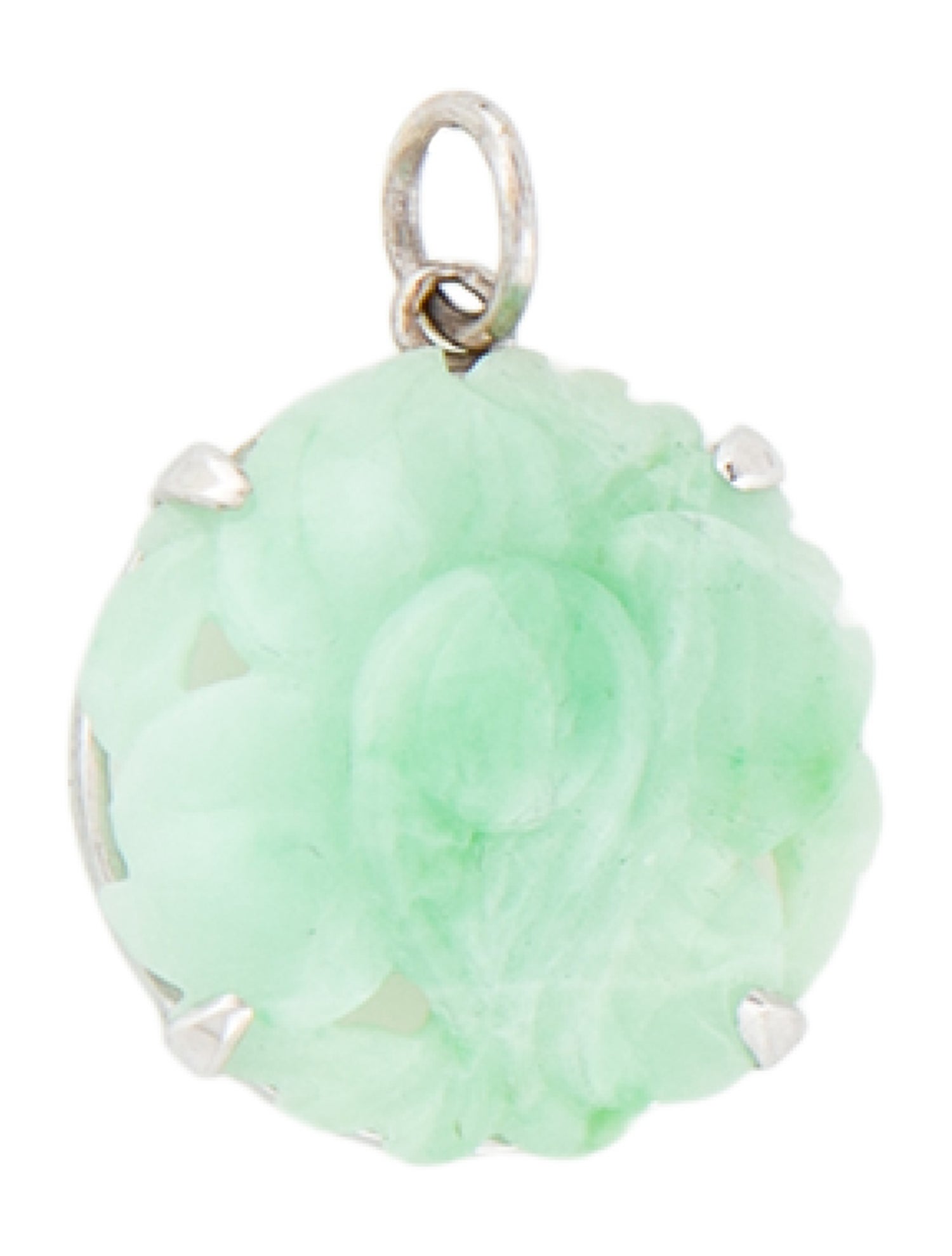 Pendant 14K Dyed Jadeite Carved Flower