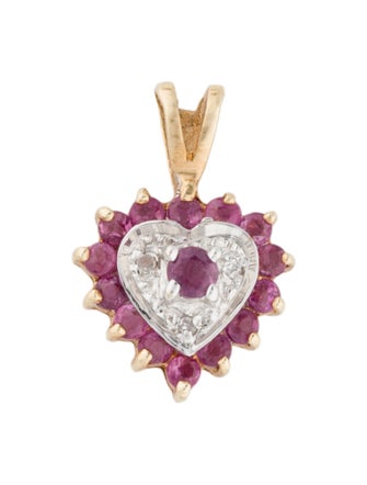 Pendant 10K Ruby & Diamond Heart Pendant