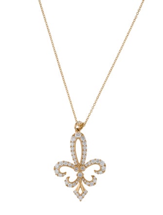 Pendant 14K Diamond Fleur de Lis Pendant Necklace