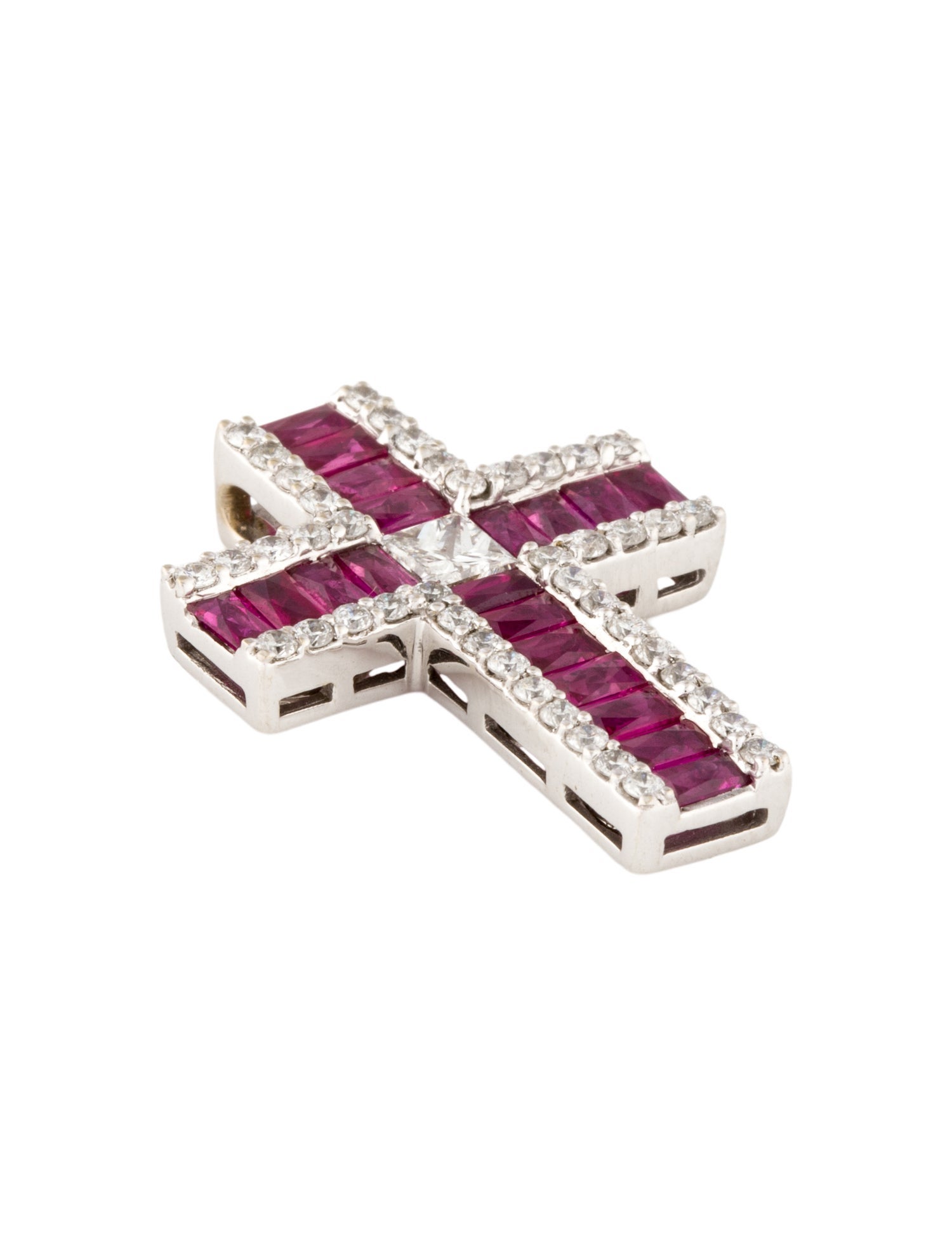 Pendant 18K Ruby & Diamond Cross Pendant
