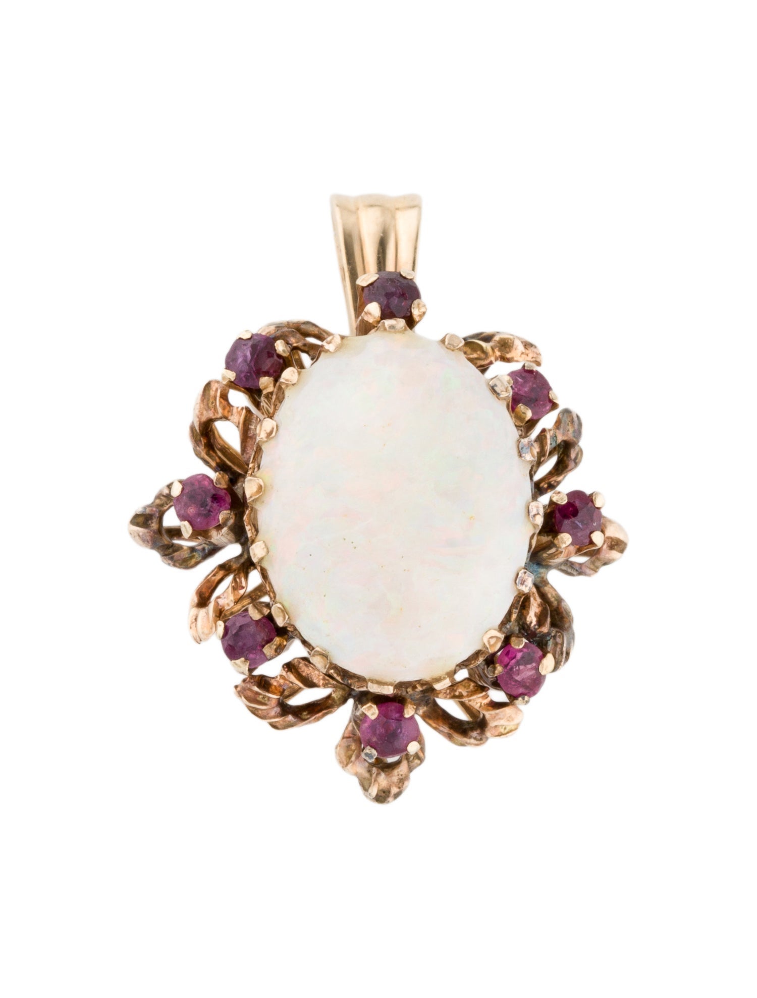 Pendant 14K 3.59ctw Opal & Ruby Pendant