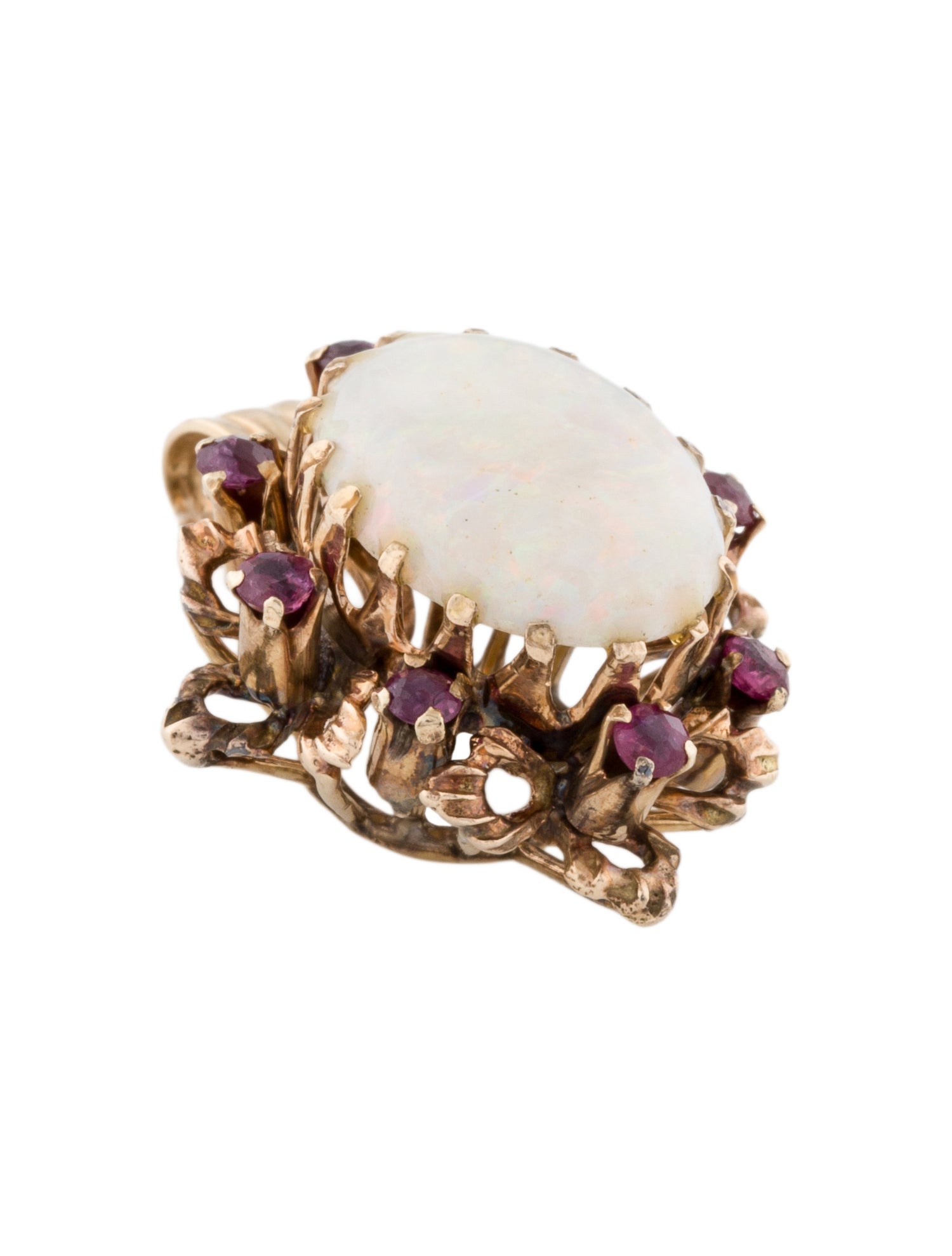 Pendant 14K 3.59ctw Opal & Ruby Pendant