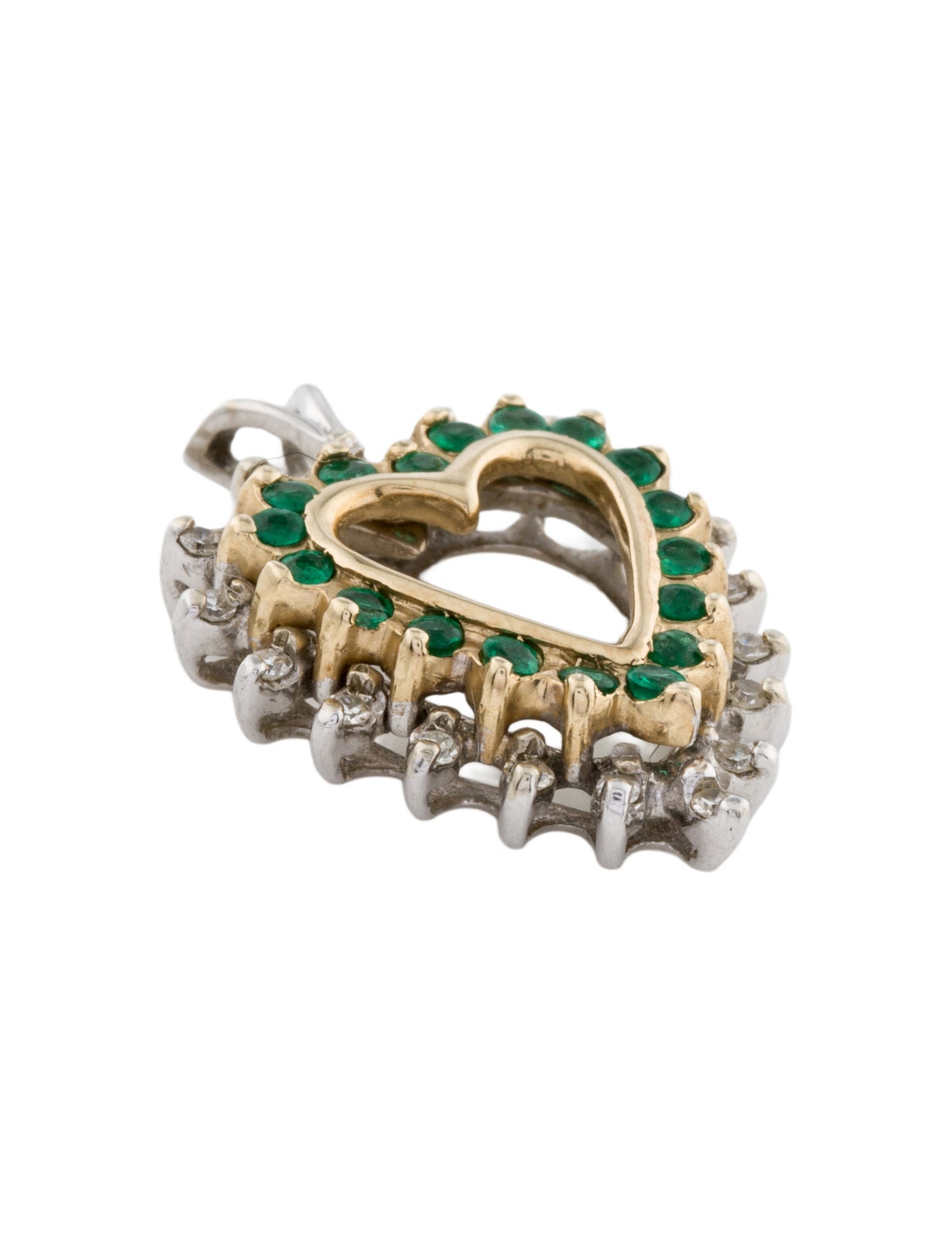 Pendant 14K Emerald & Diamond Heart