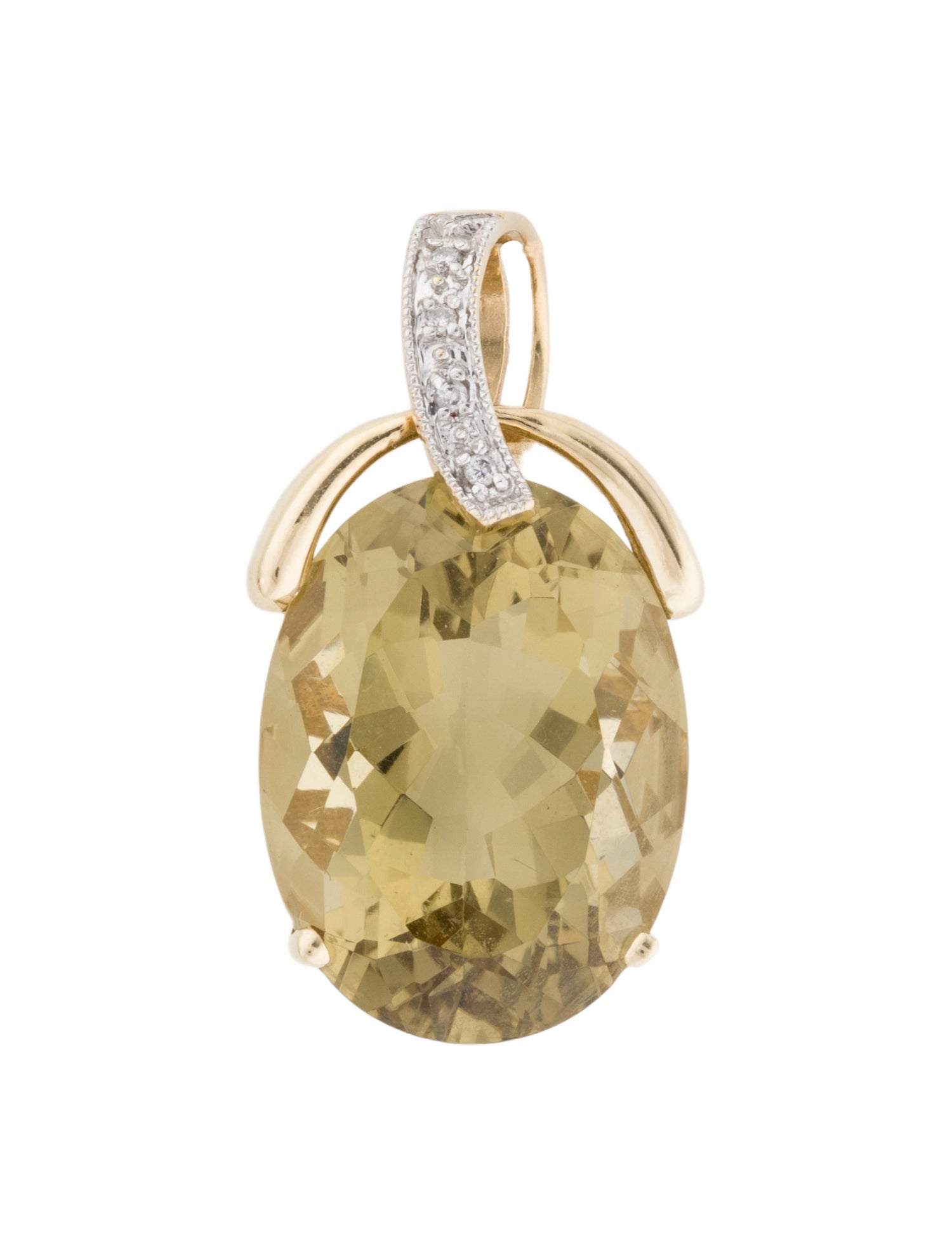 Pendant 14K 19.68ct Quartz & Diamond