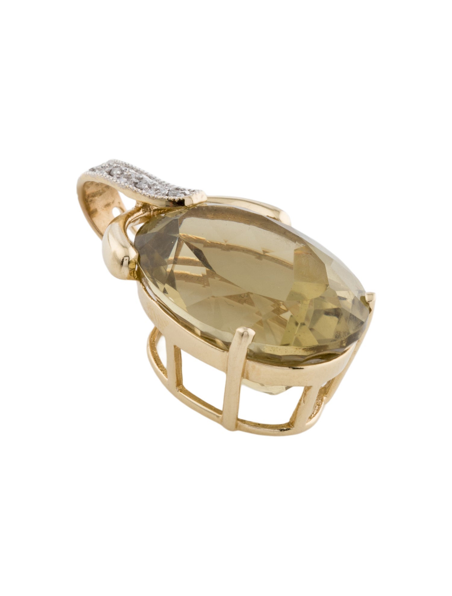 Pendant 14K 19.68ct Quartz & Diamond