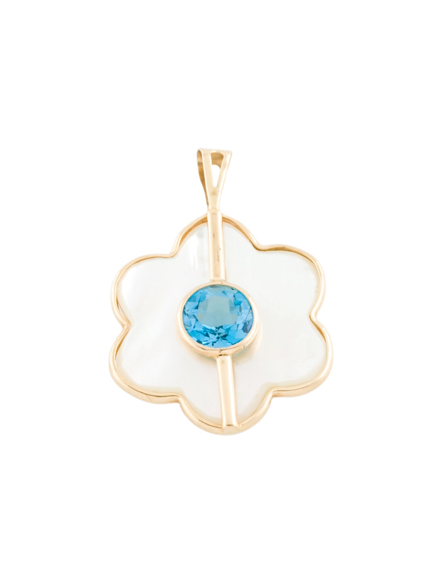 Pendant 14K Mother-of-Pearl & Topaz Flower