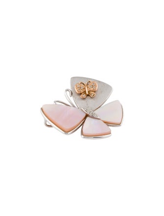 Pendant 14K Mother of Pearl & Diamond Butterfly Pendant