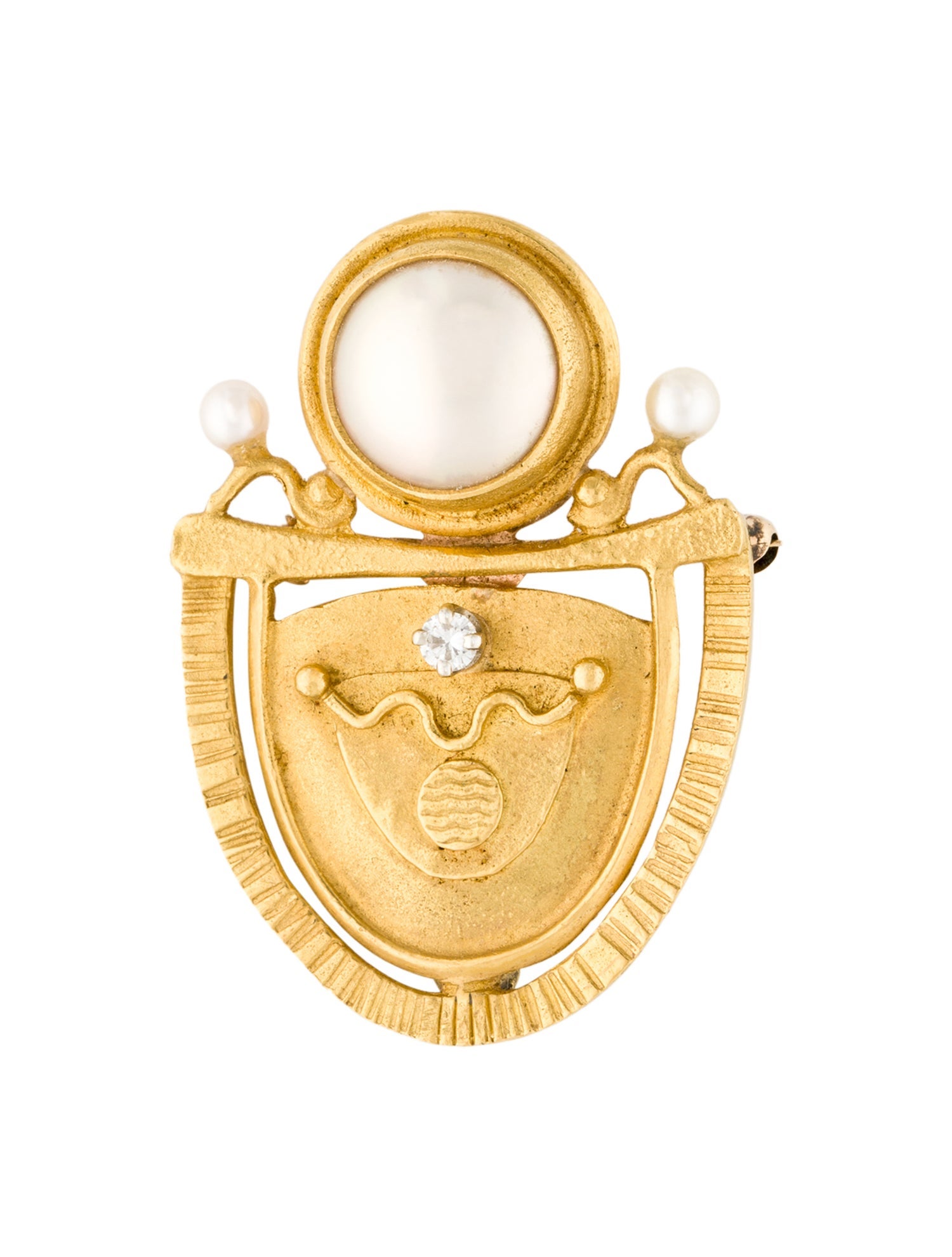 Pendant 22K Pearl & Diamond Brooch