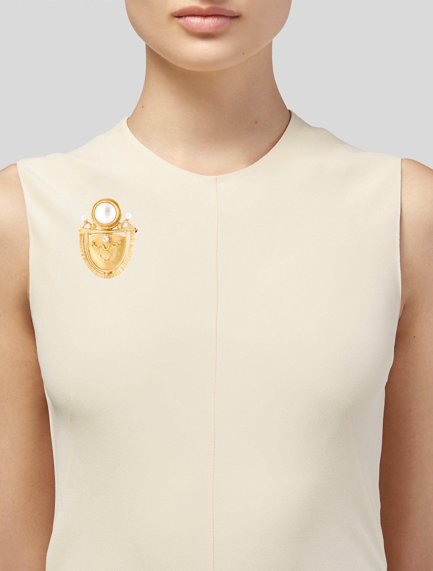 Pendant 22K Pearl & Diamond Brooch