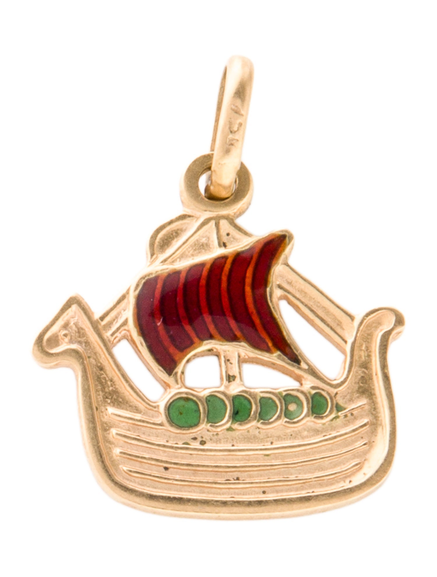 Pendant 18K Enamel Boat Pendant