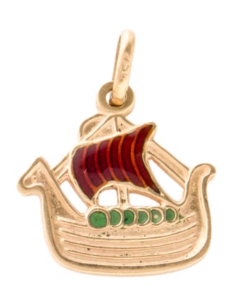 Pendant 18K Enamel Boat Pendant