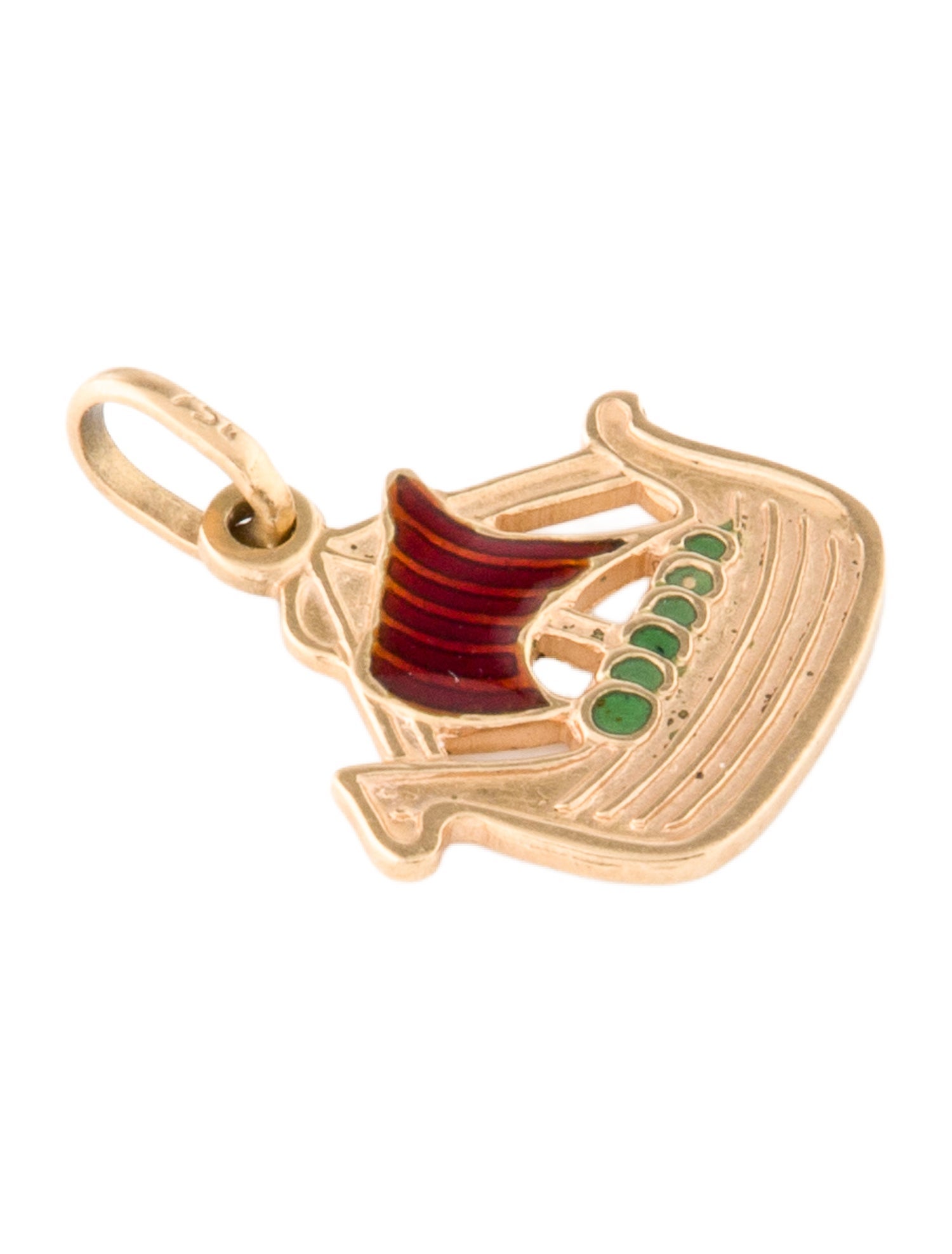 Pendant 18K Enamel Boat Pendant