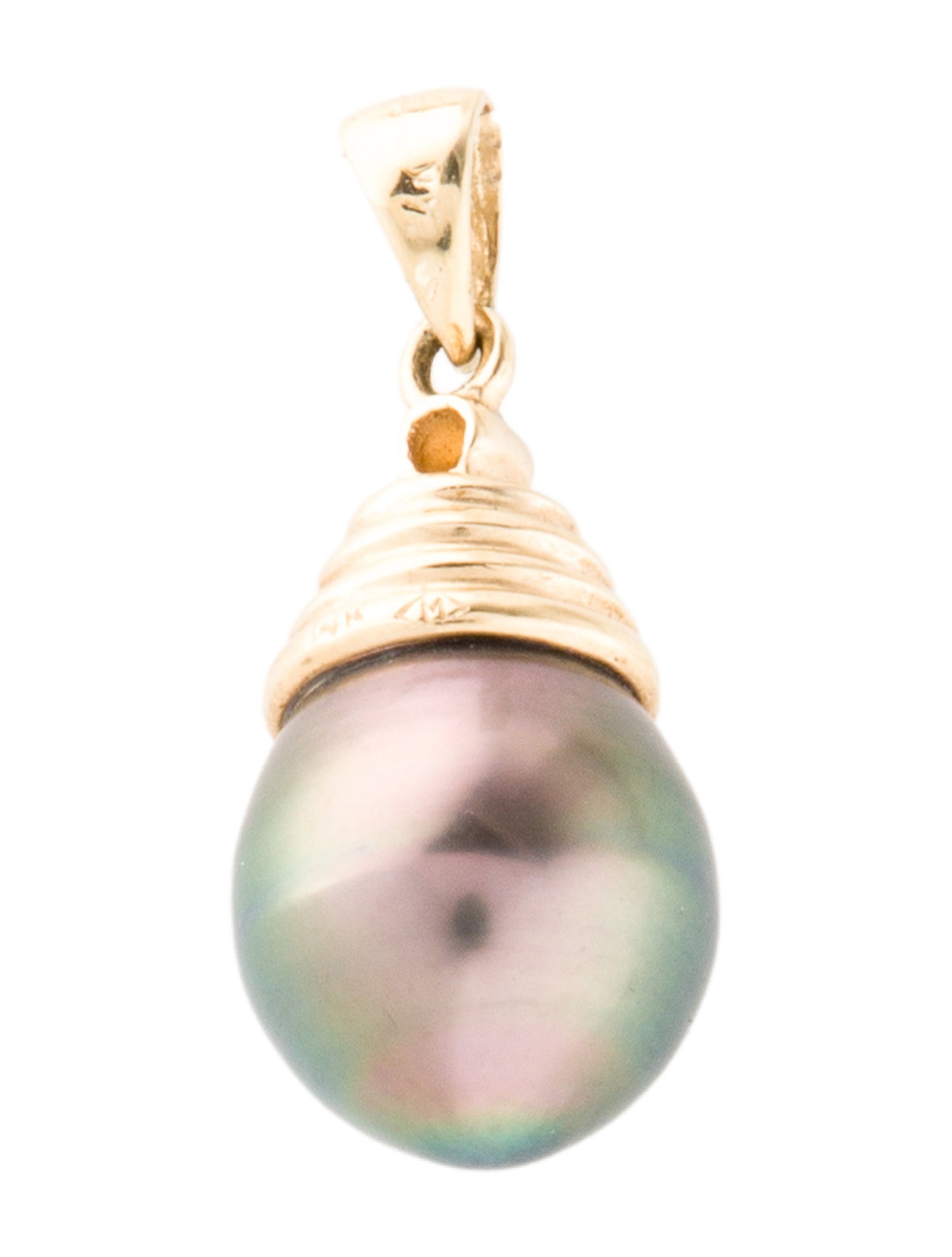 Pendant 14K Dyed-Pearl & Diamond