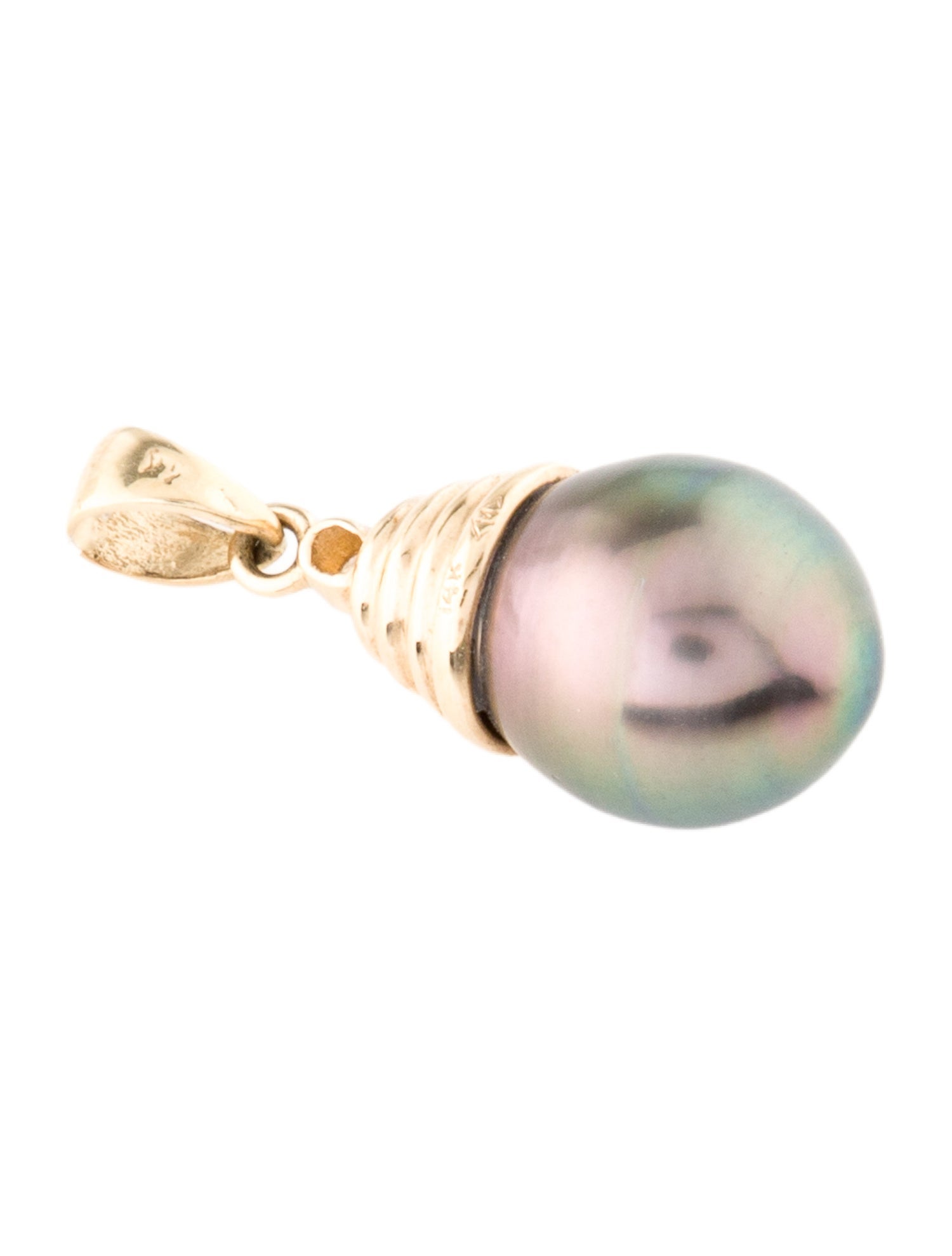 Pendant 14K Dyed-Pearl & Diamond