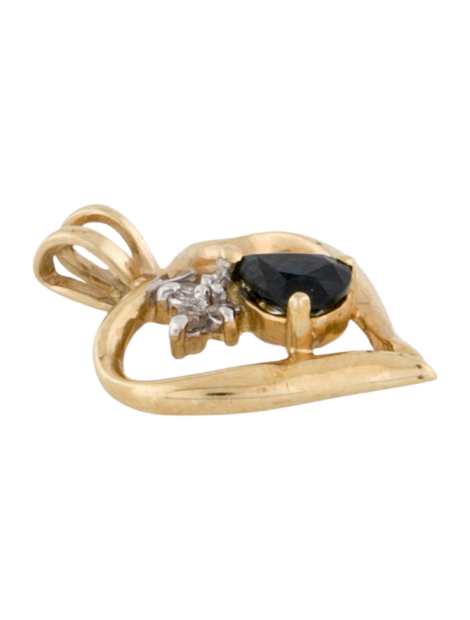 Pendant 10K Sapphire & Diamond Heart