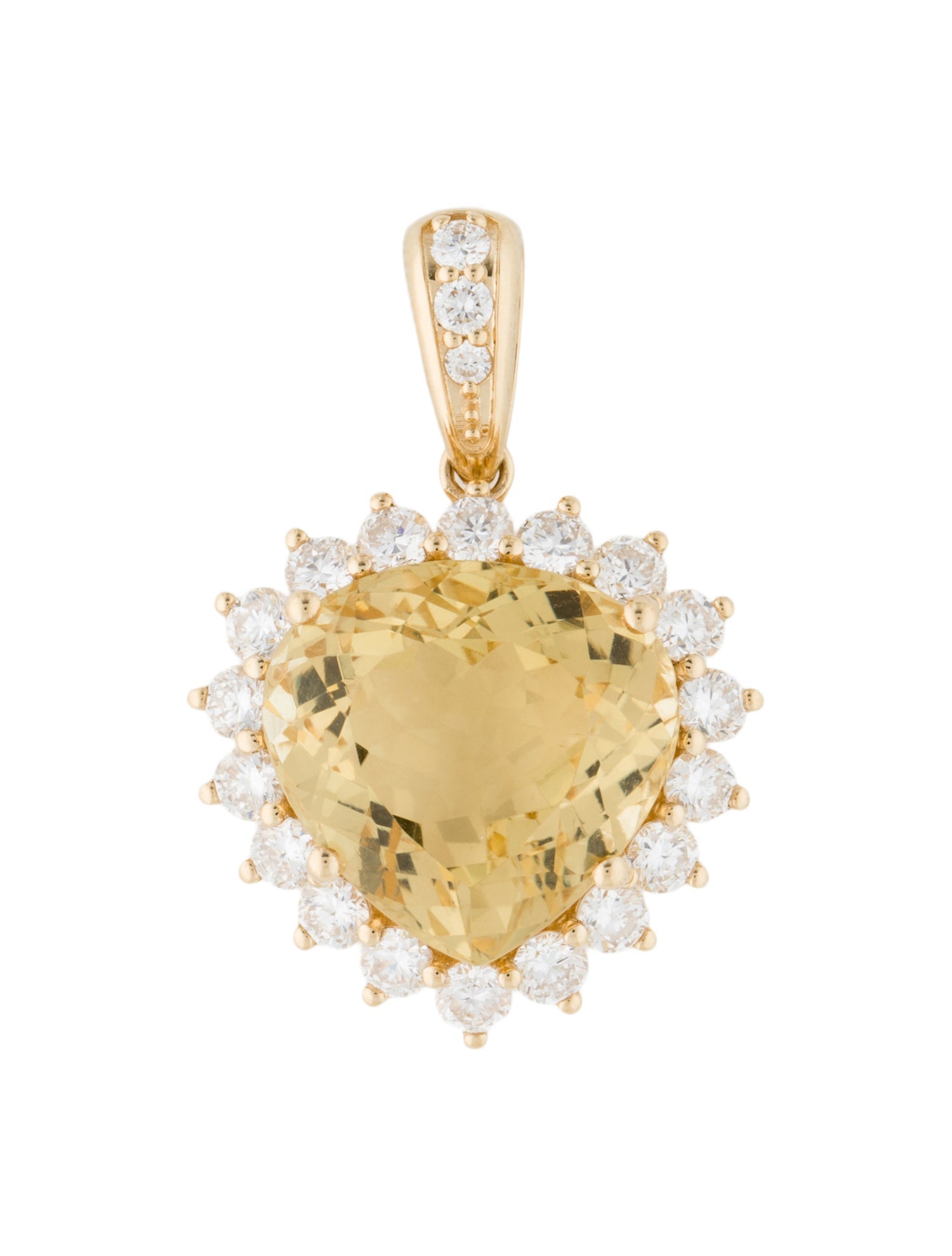Pendant 18K 10.38ct Citrine & Lab-Grown Diamond Heart Pendant