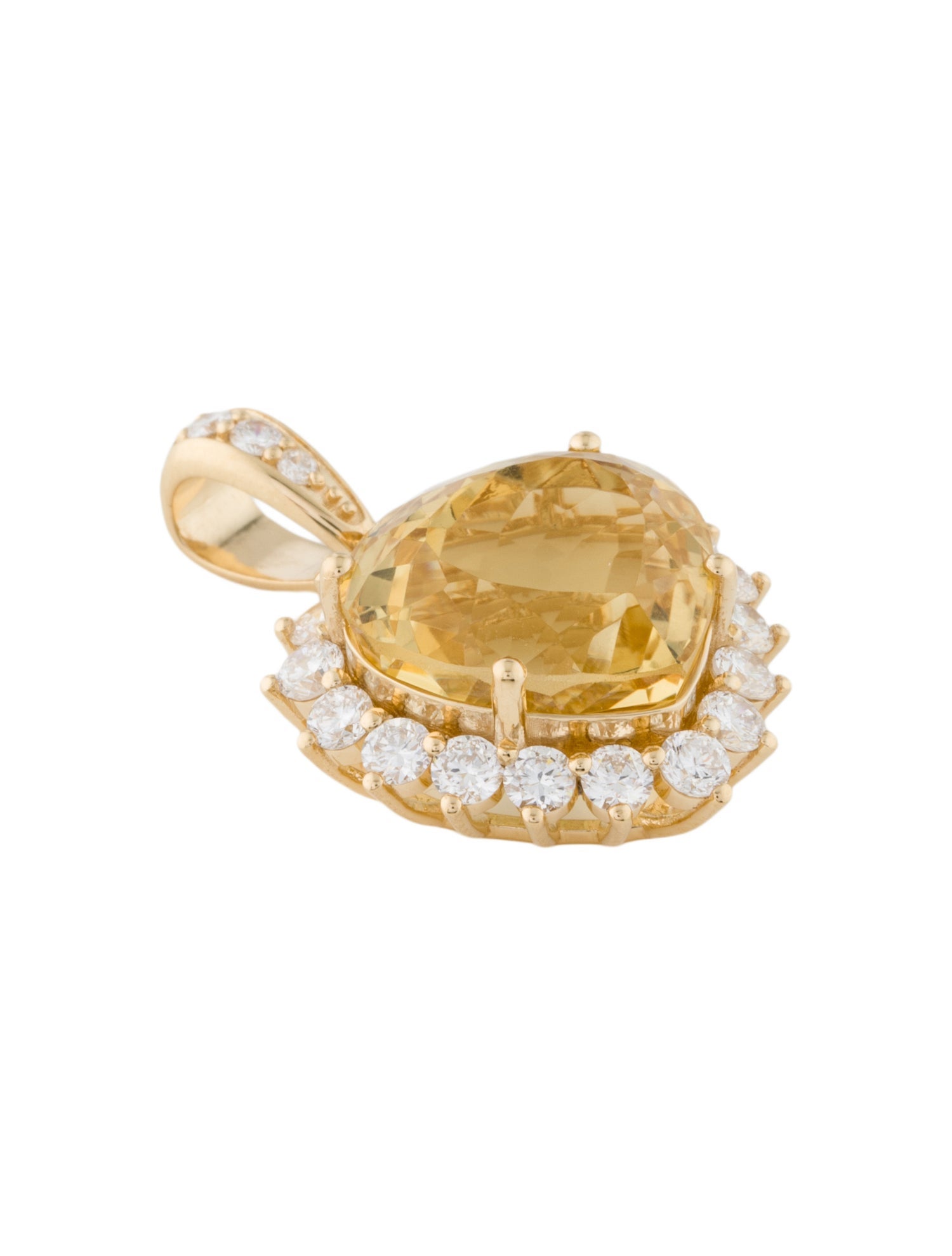 Pendant 18K 10.38ct Citrine & Lab-Grown Diamond Heart Pendant