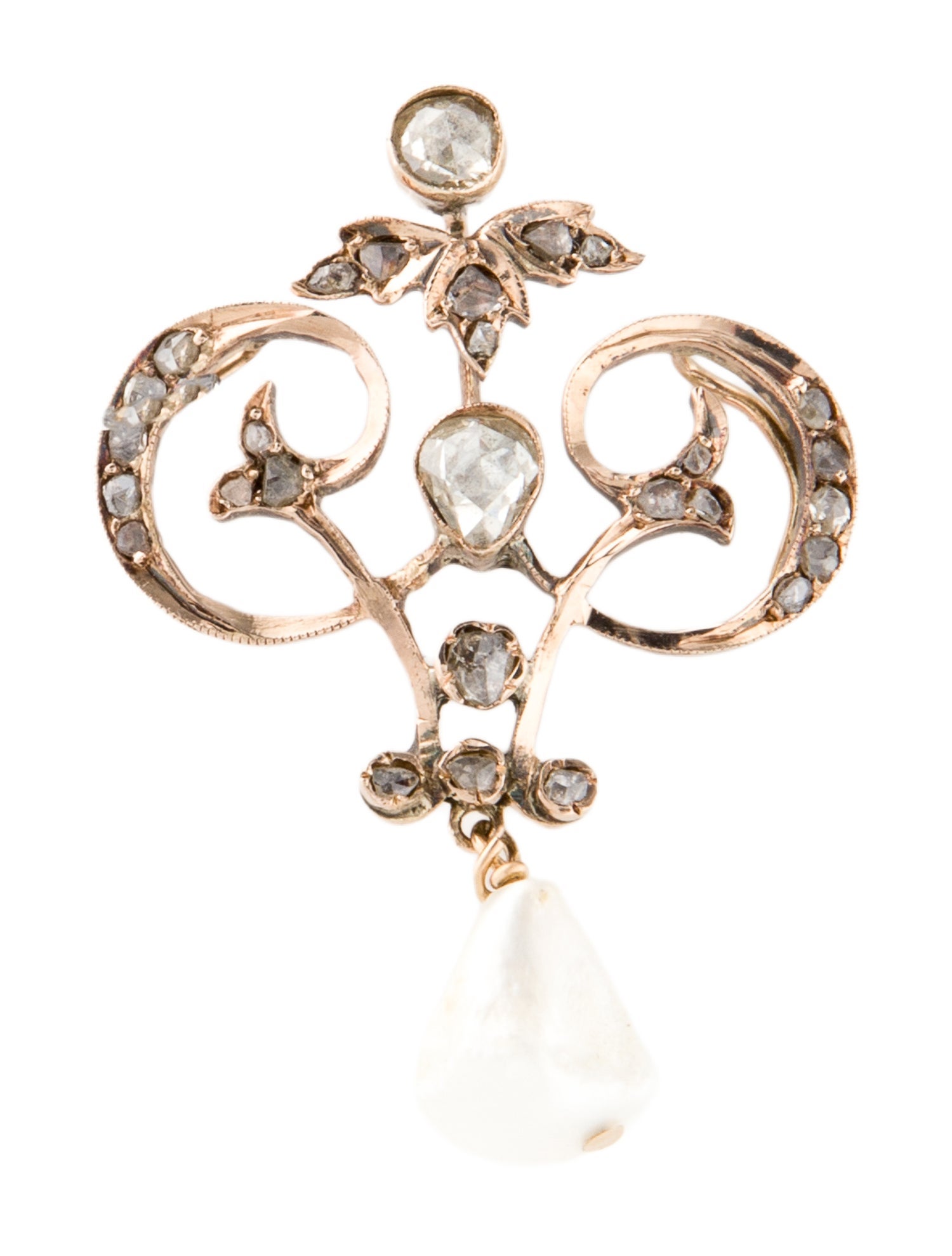 Pendant Vintage 9K Pearl & Diamond