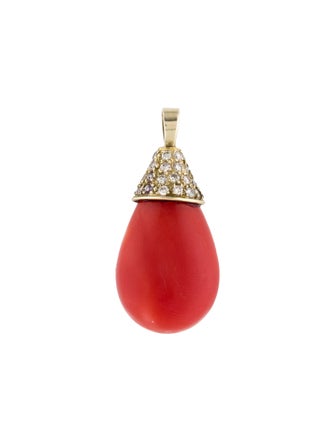 Pendant Coral & Diamond Pendant