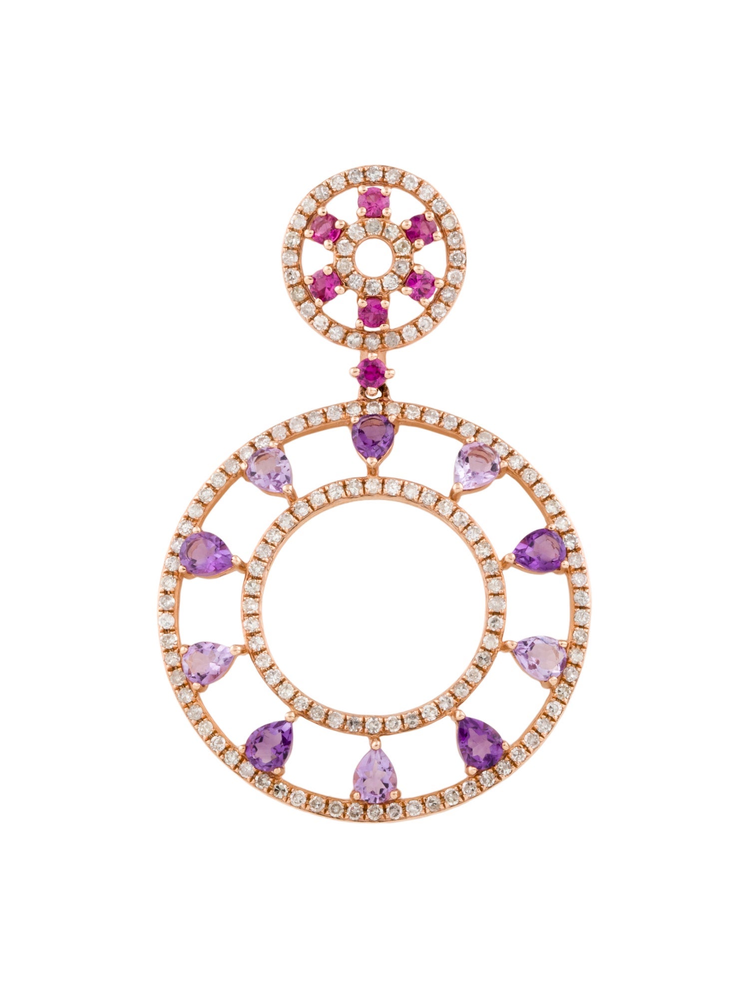Pendant 14K 1.27ctw Amethyst, Sapphire & Diamond Pendant