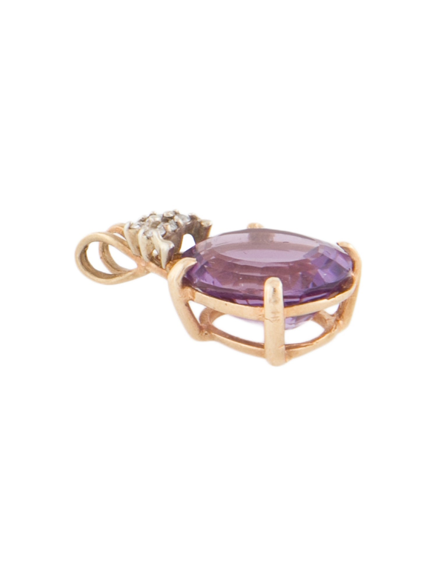 Pendant 14K Amethyst & Diamond Pendant