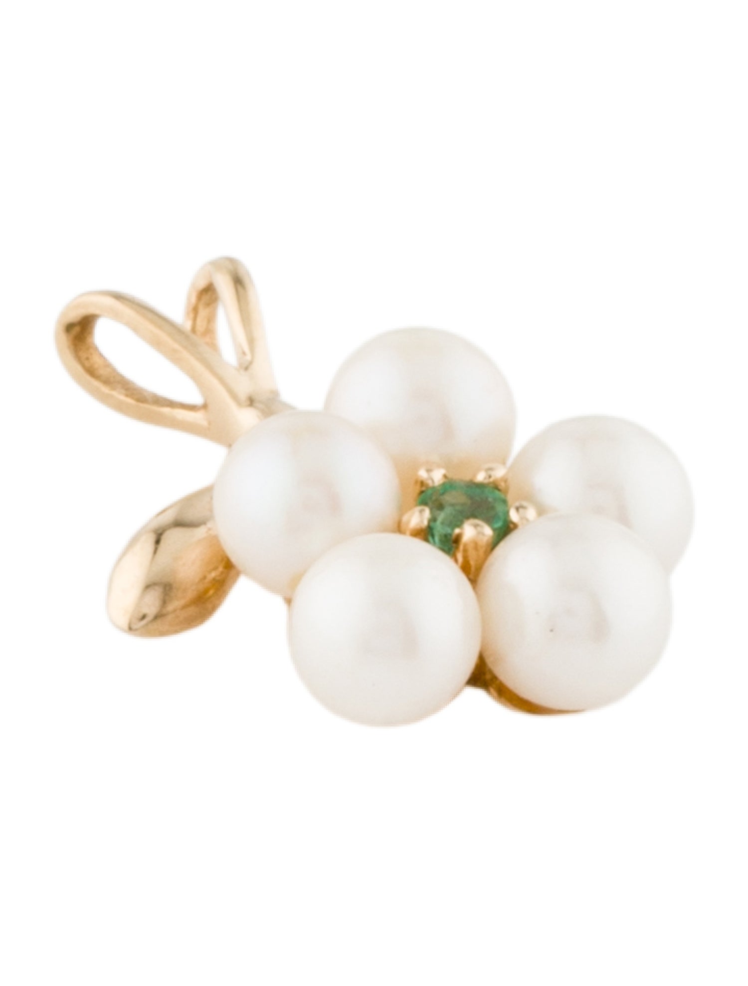 Pendant 14K Pearl & Emerald Flower