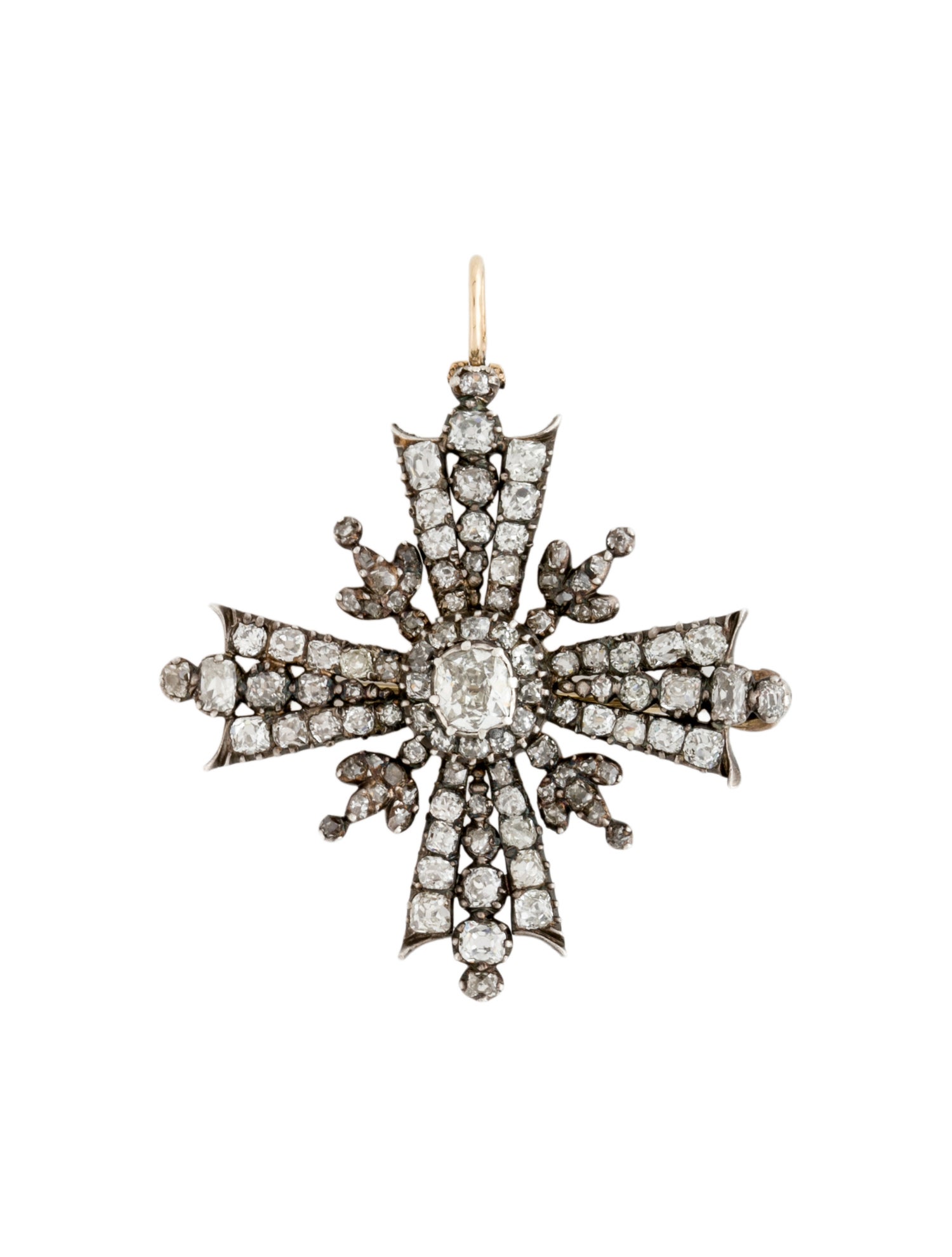 Pendant Antique Diamond Maltese Cross Convertible