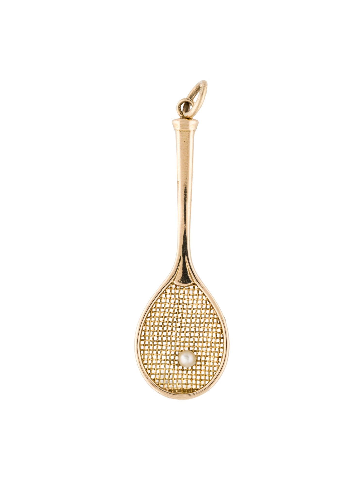 Pendant 14K Pearl Tennis Racket Pendant