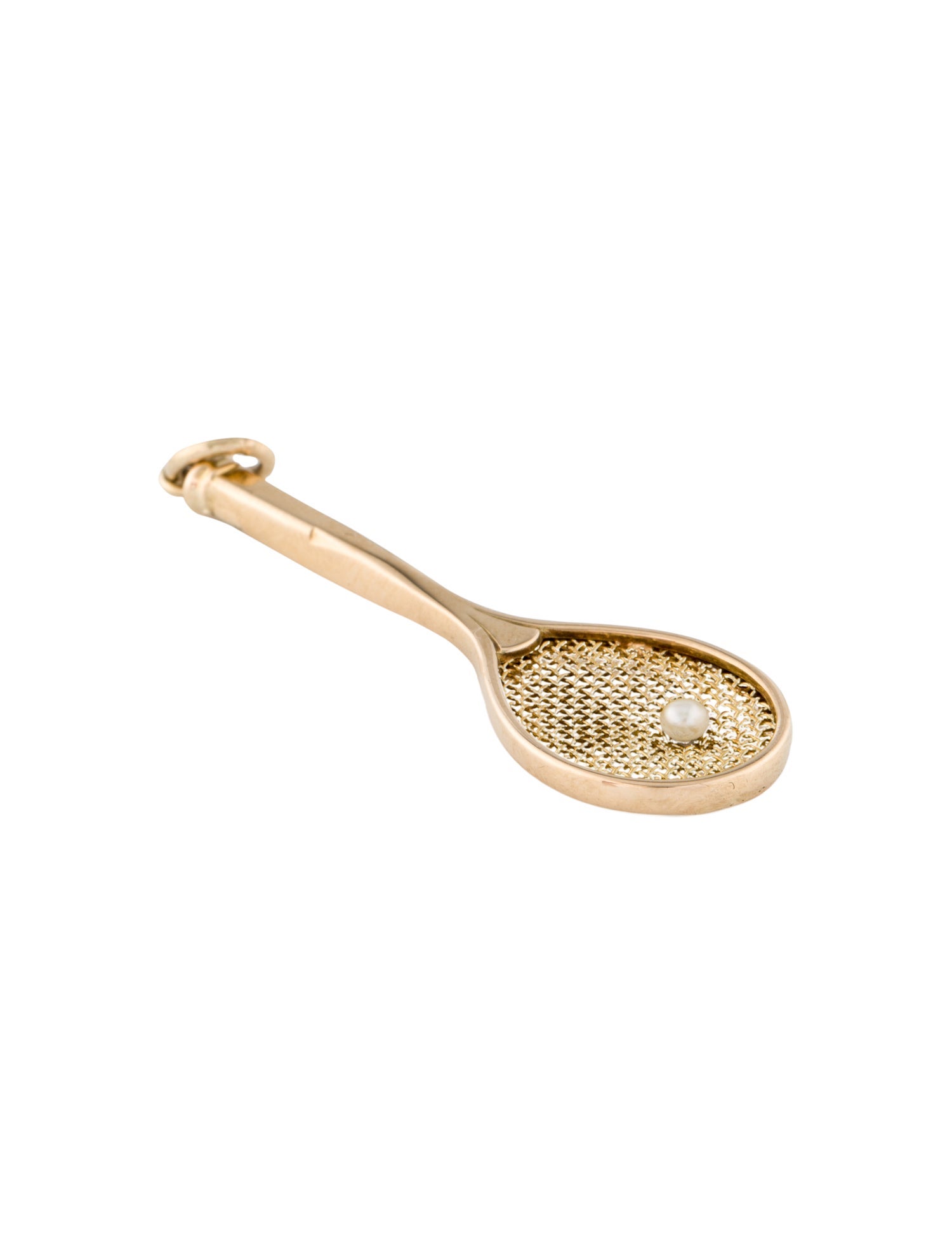 Pendant 14K Pearl Tennis Racket Pendant