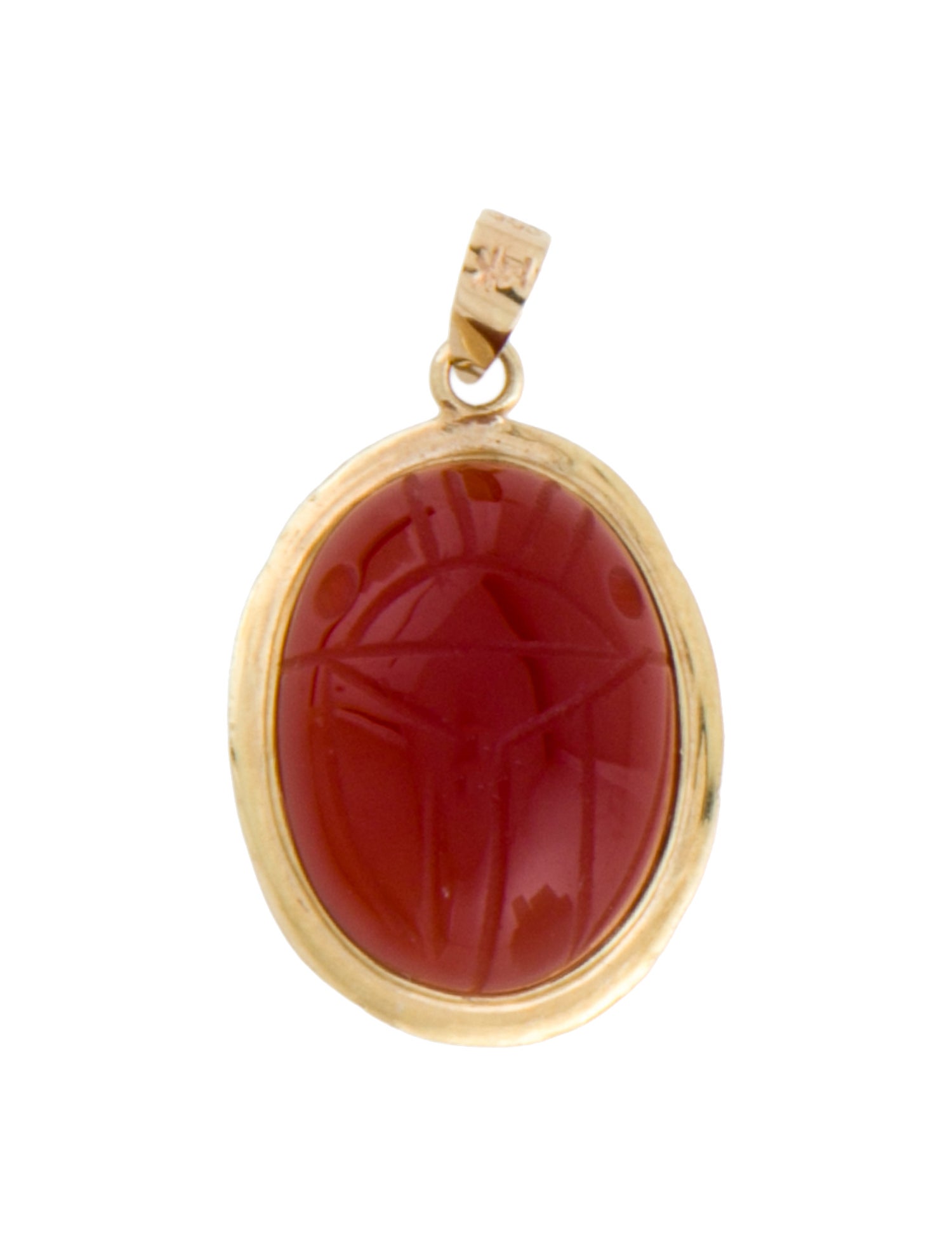 Pendant 14K Carnelian Carved Scarab Pendant