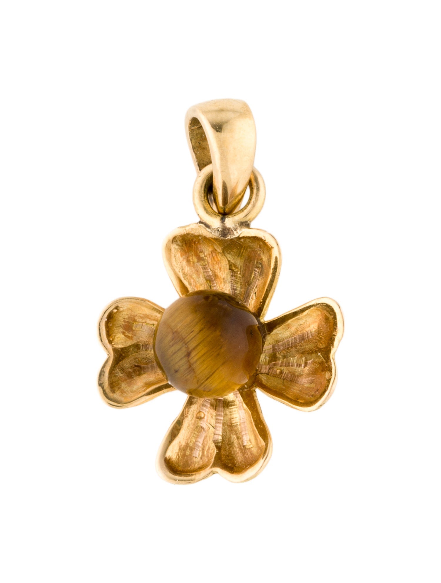 Pendant 18K Tiger's Eye Quartz Flower Petal